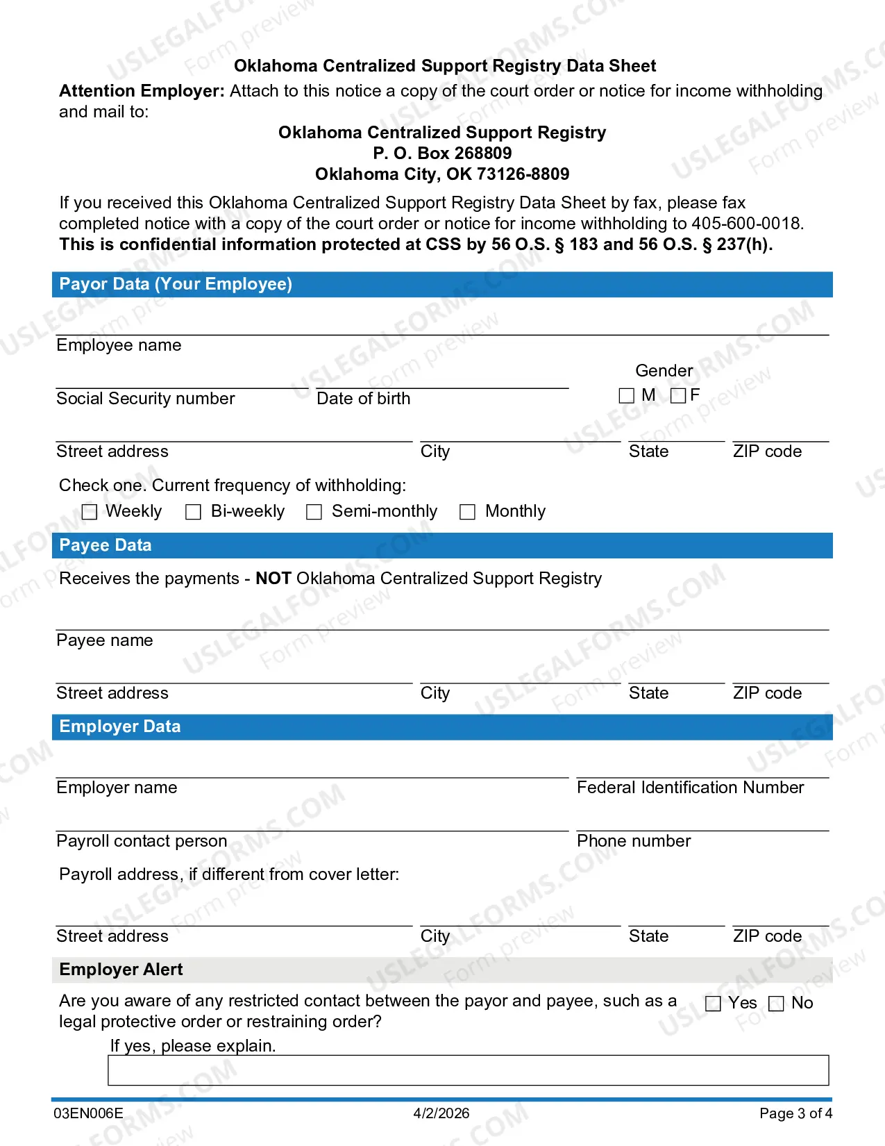 Preview Initial Notice To Employers Re Child Support Payments