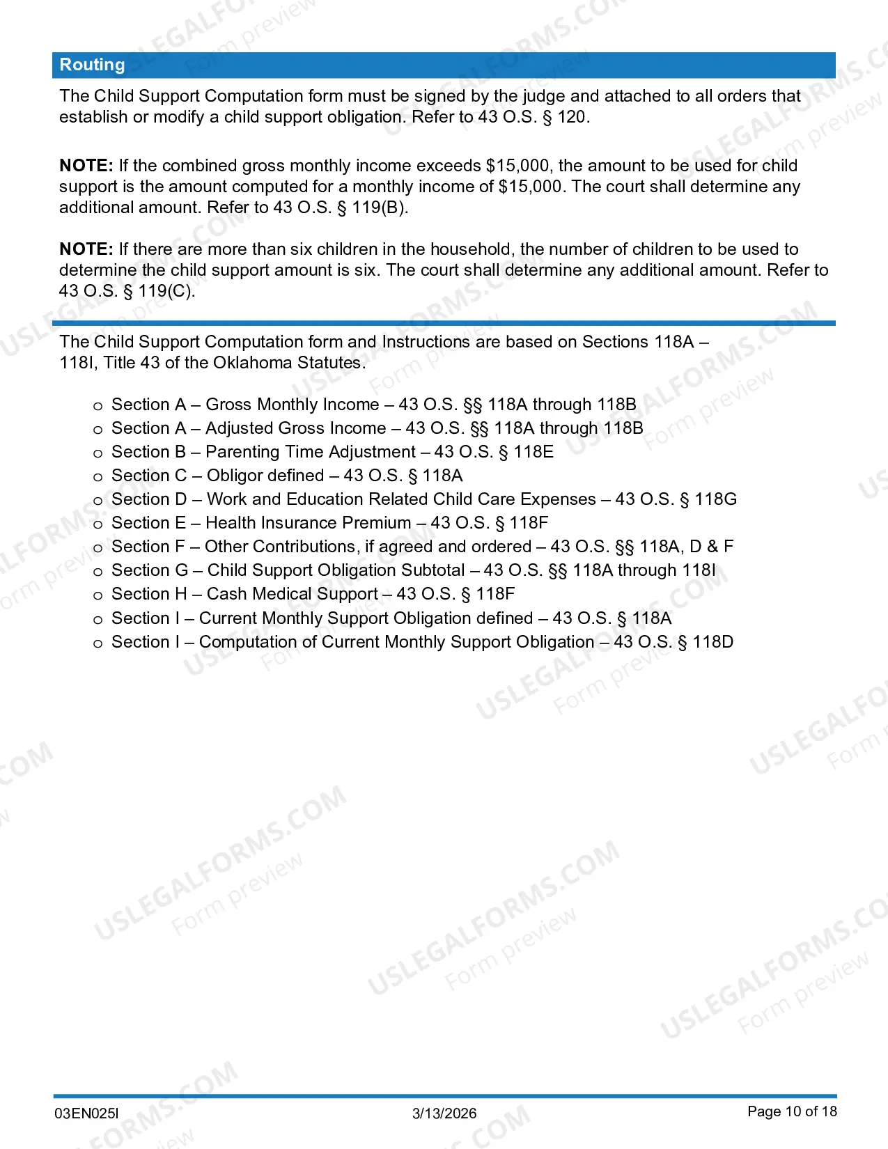 Preview Child Support Computation Instructions