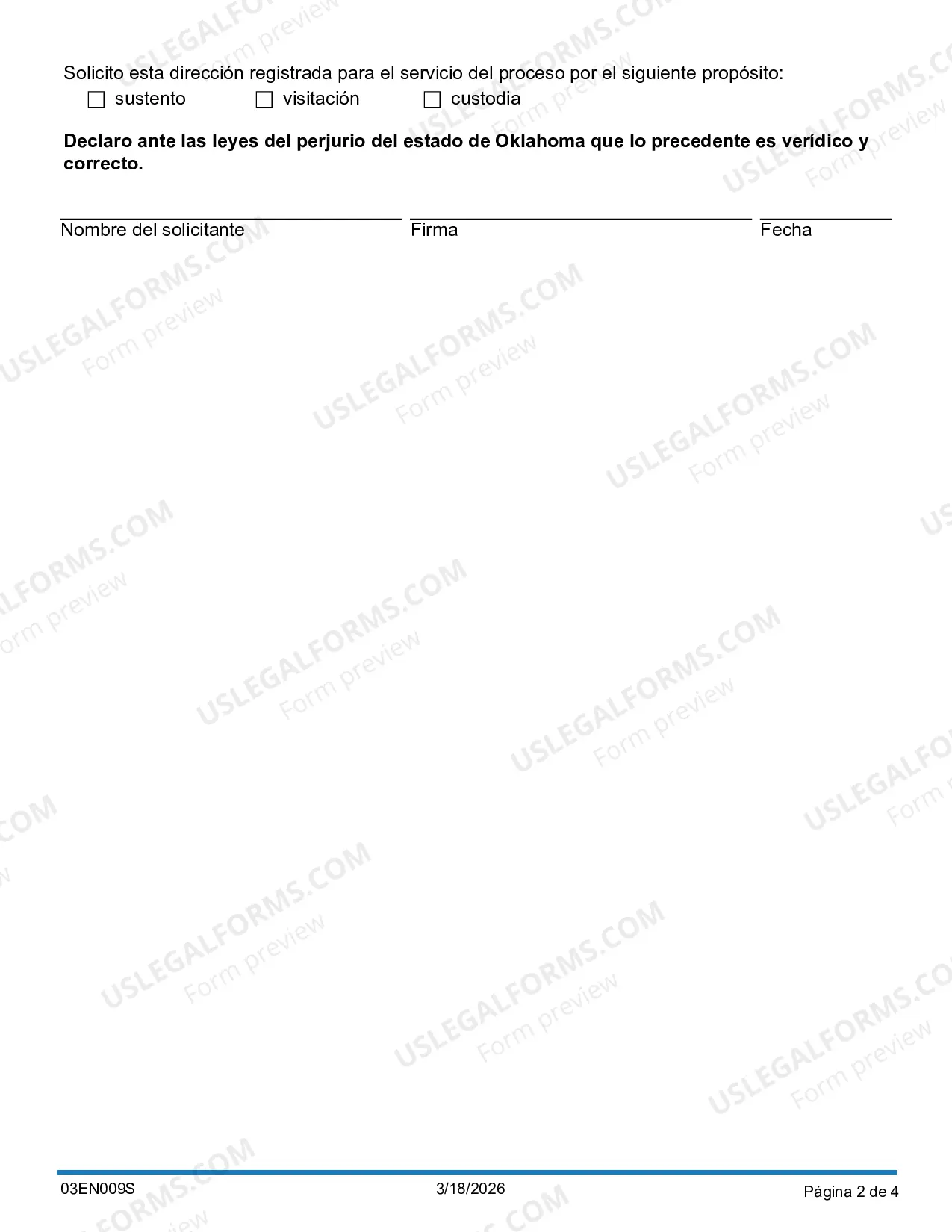 Preview Solicitud para el Domicilio Registrado; Request for Address of Record