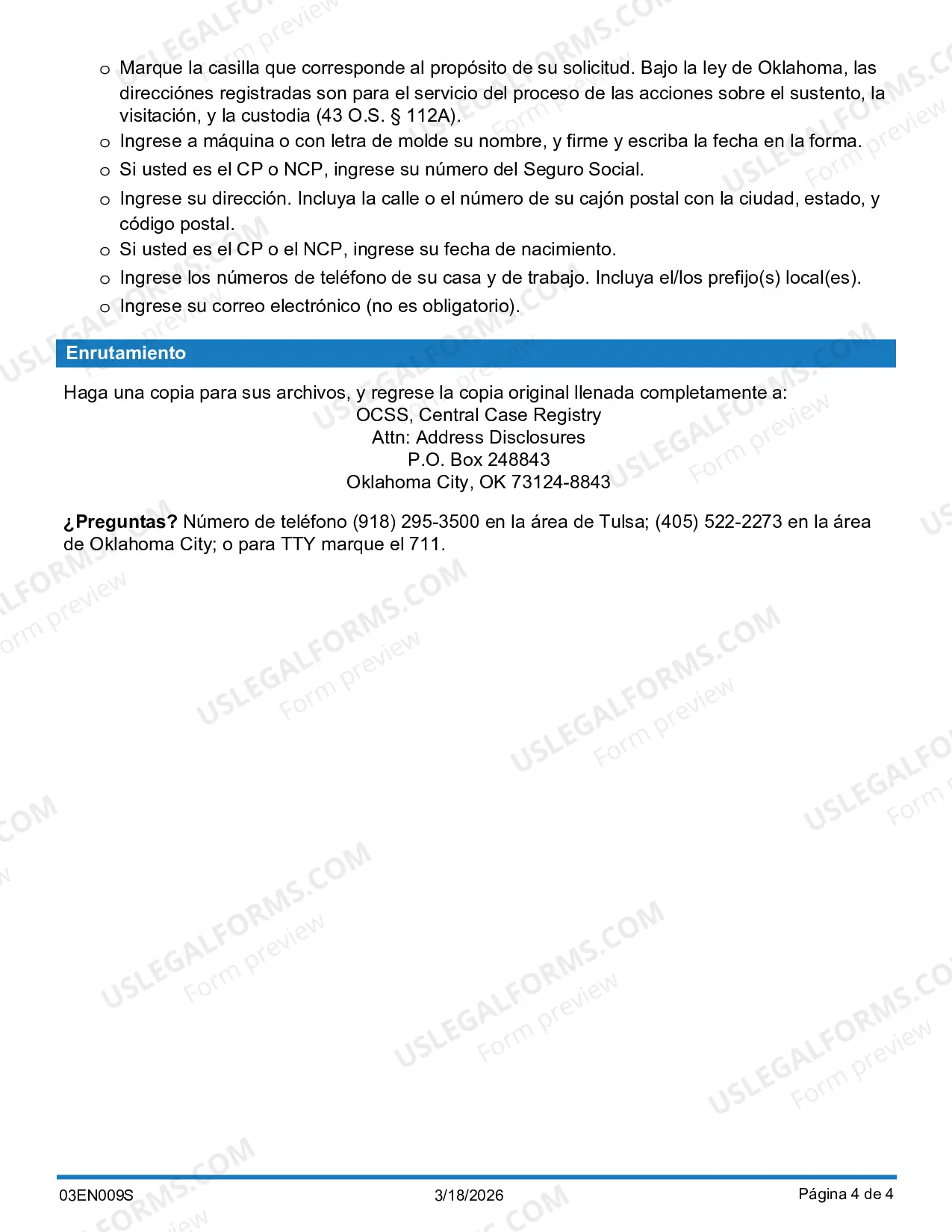 Preview Solicitud para el Domicilio Registrado; Request for Address of Record