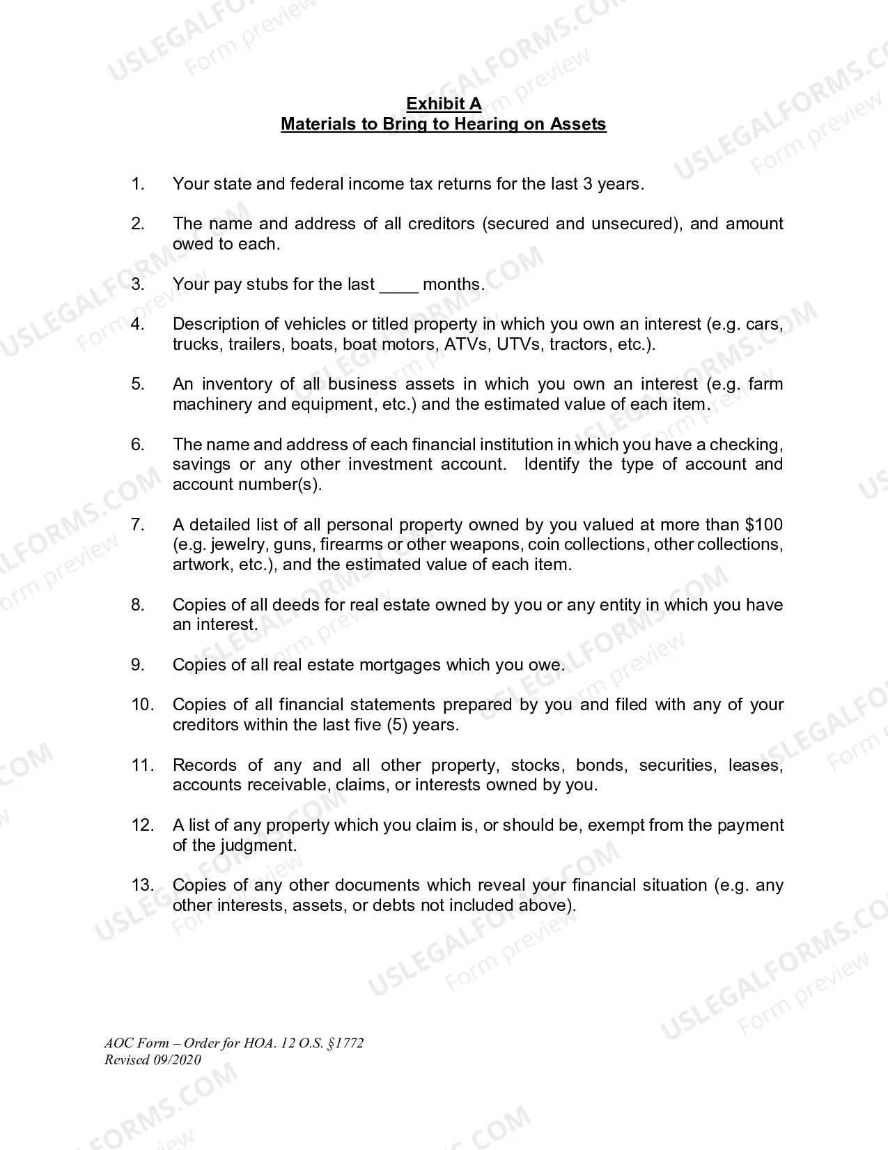 Preview Citation Order to Appear and Answer as to Assets