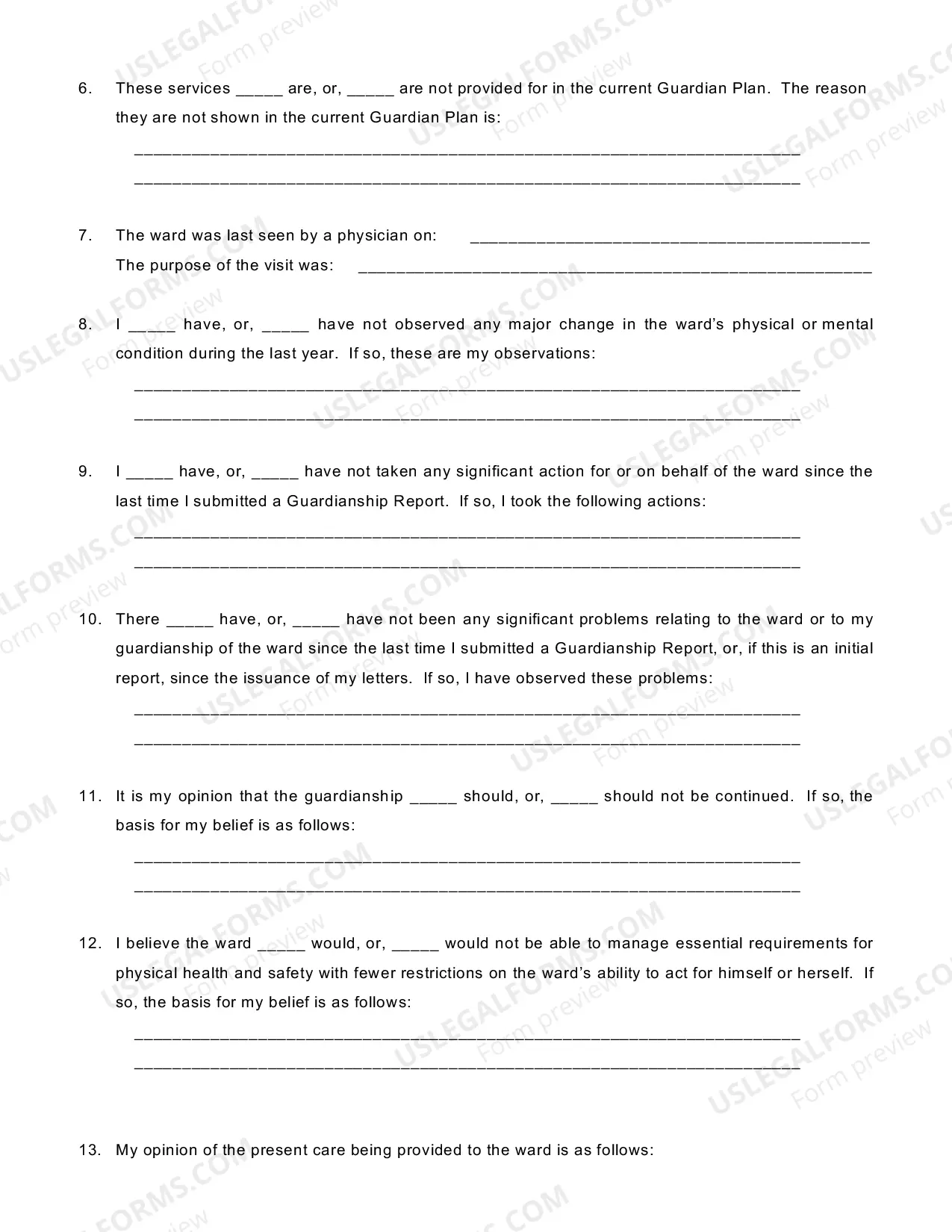 Preview Report on Guardianship of the Person