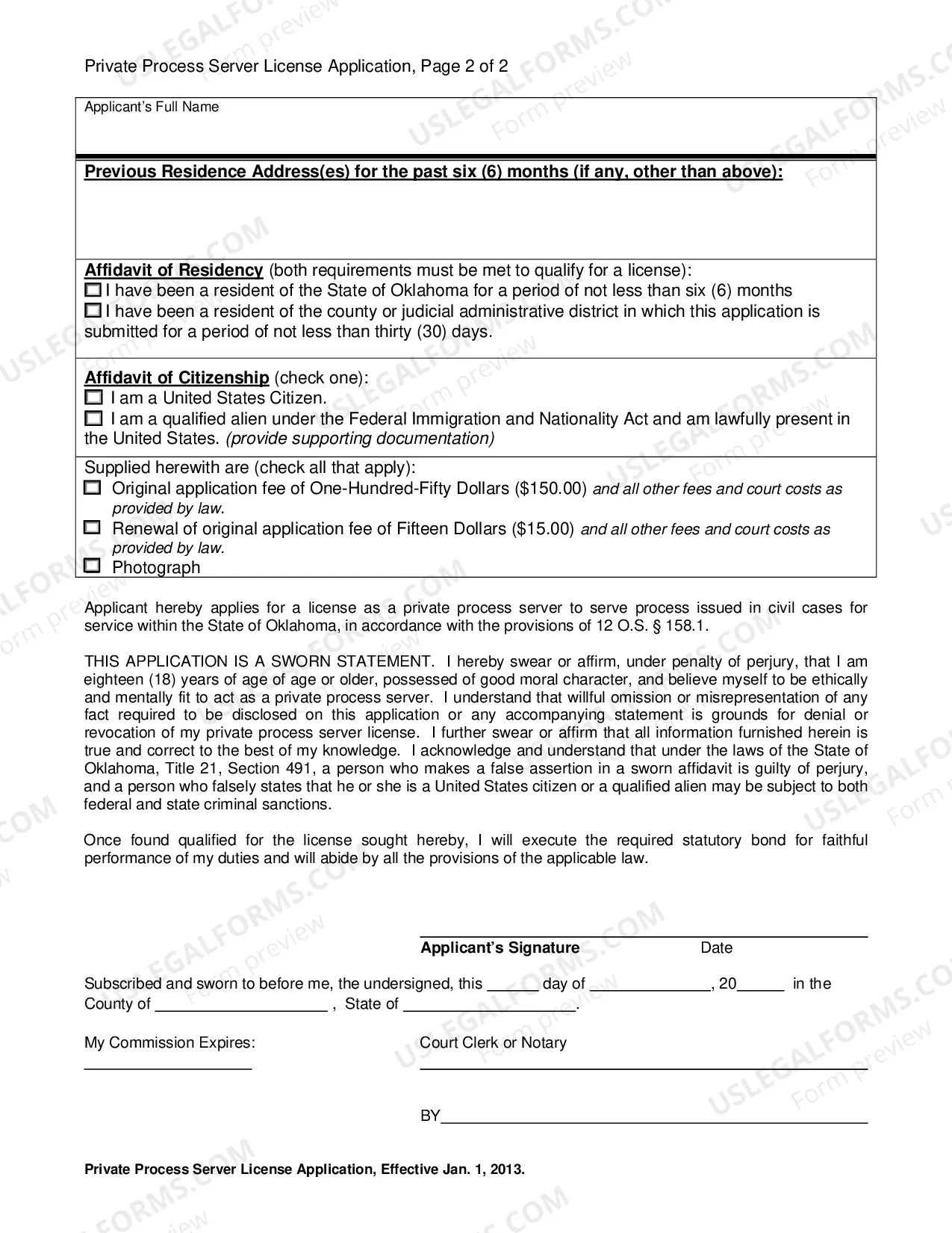 Preview Application for Statewide License