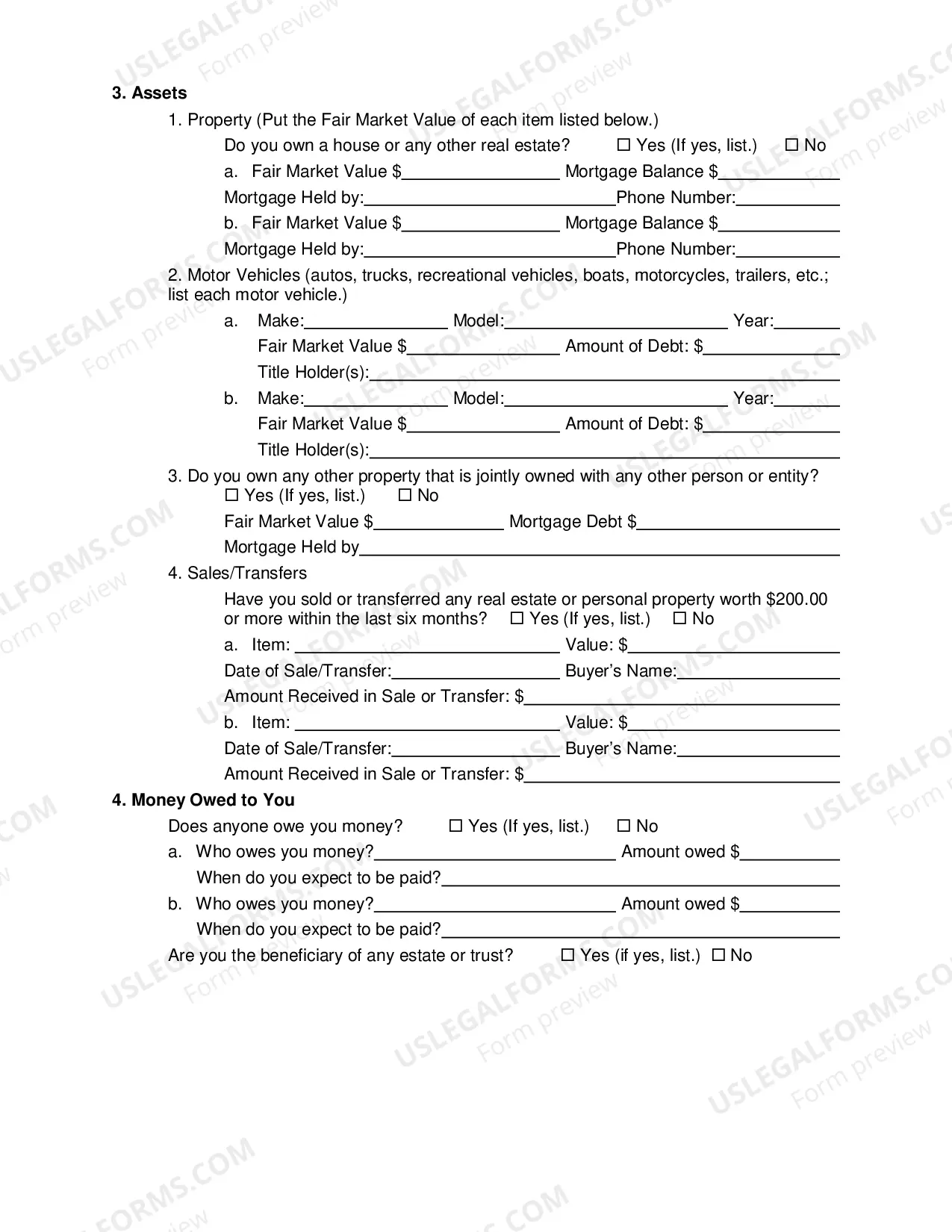 Preview Asset Disclosure Affidavit