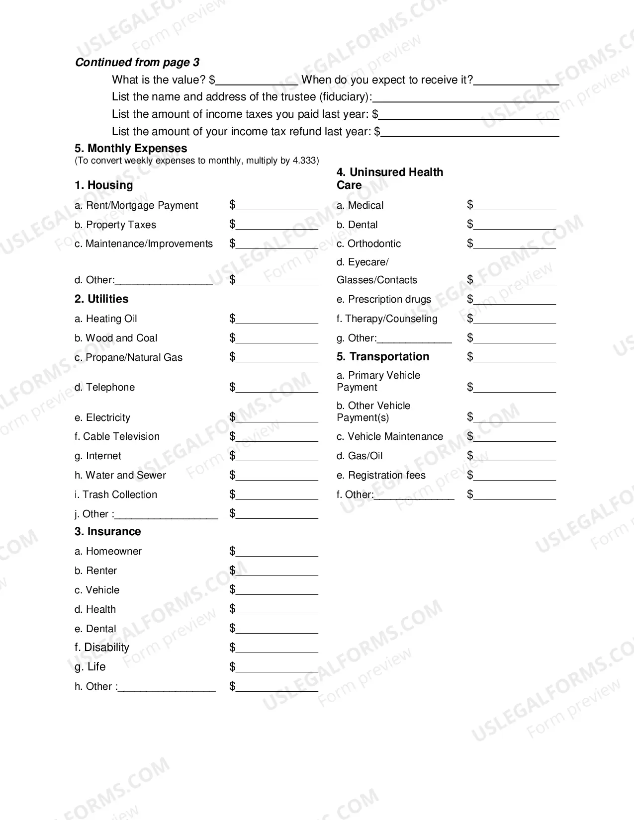 Preview Asset Disclosure Affidavit