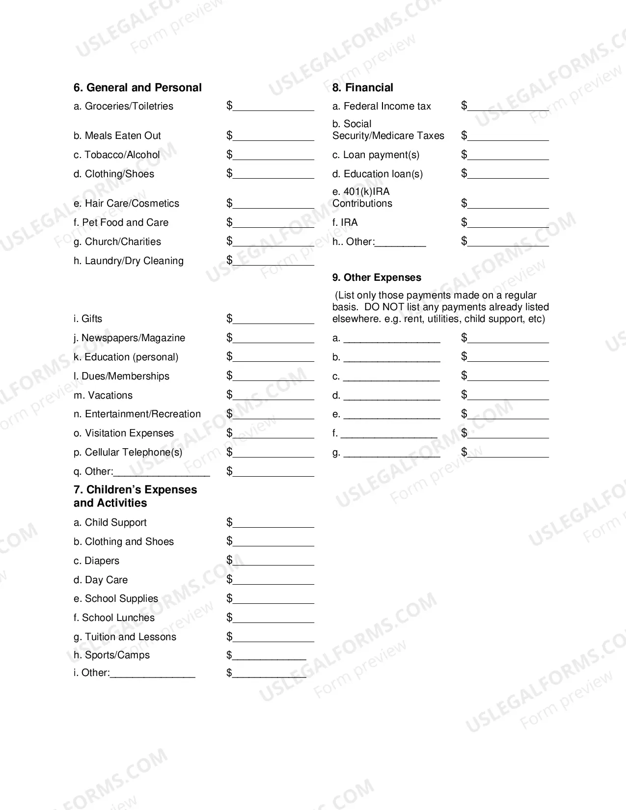 Preview Asset Disclosure Affidavit