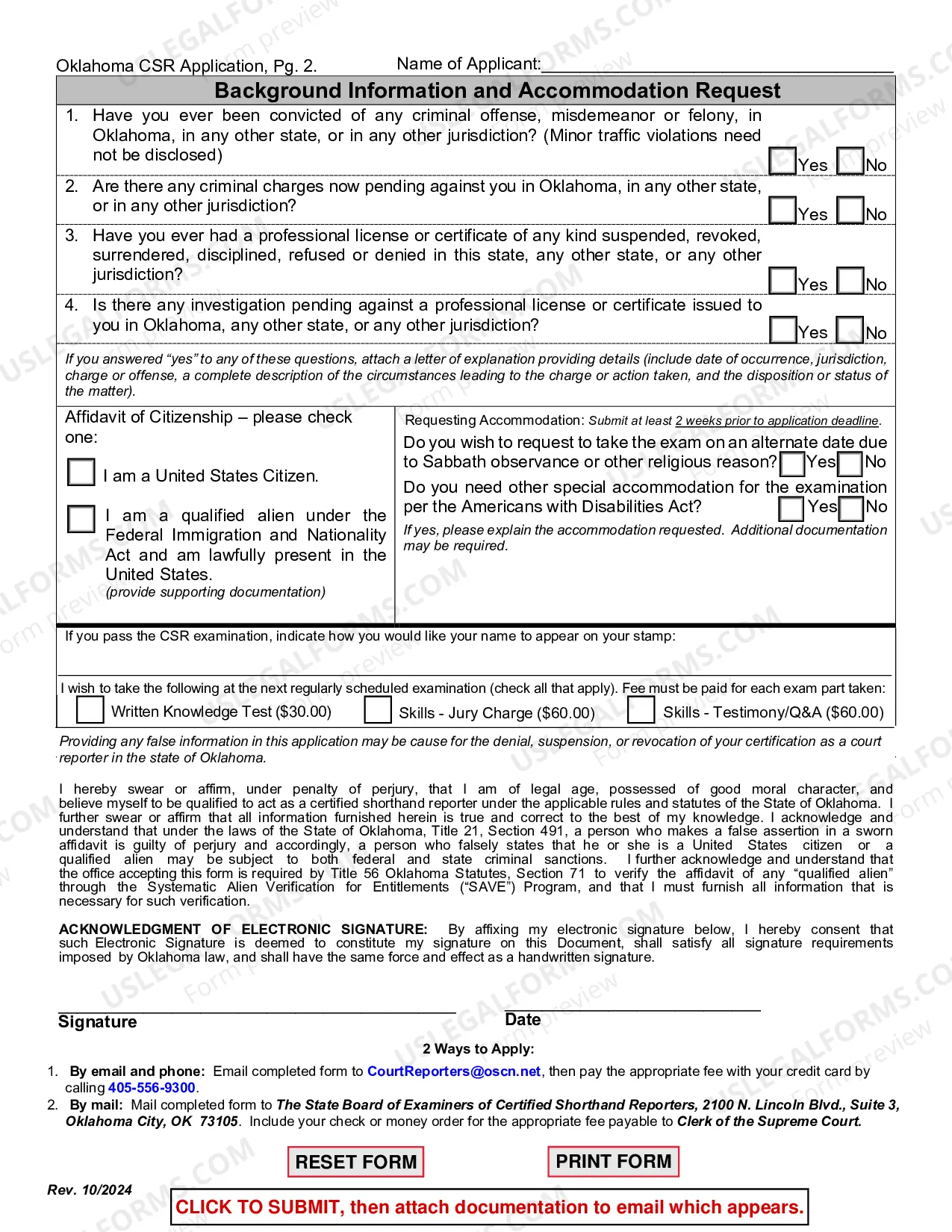 Preview Certified Shorthand Reporters Application