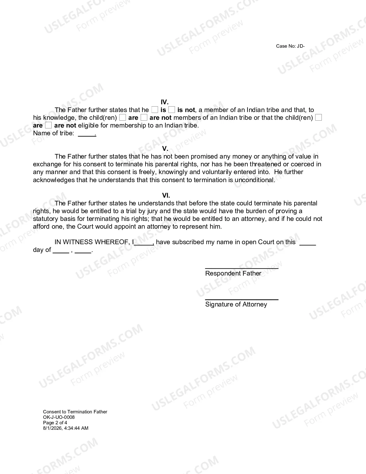Preview Consent to Termination Father