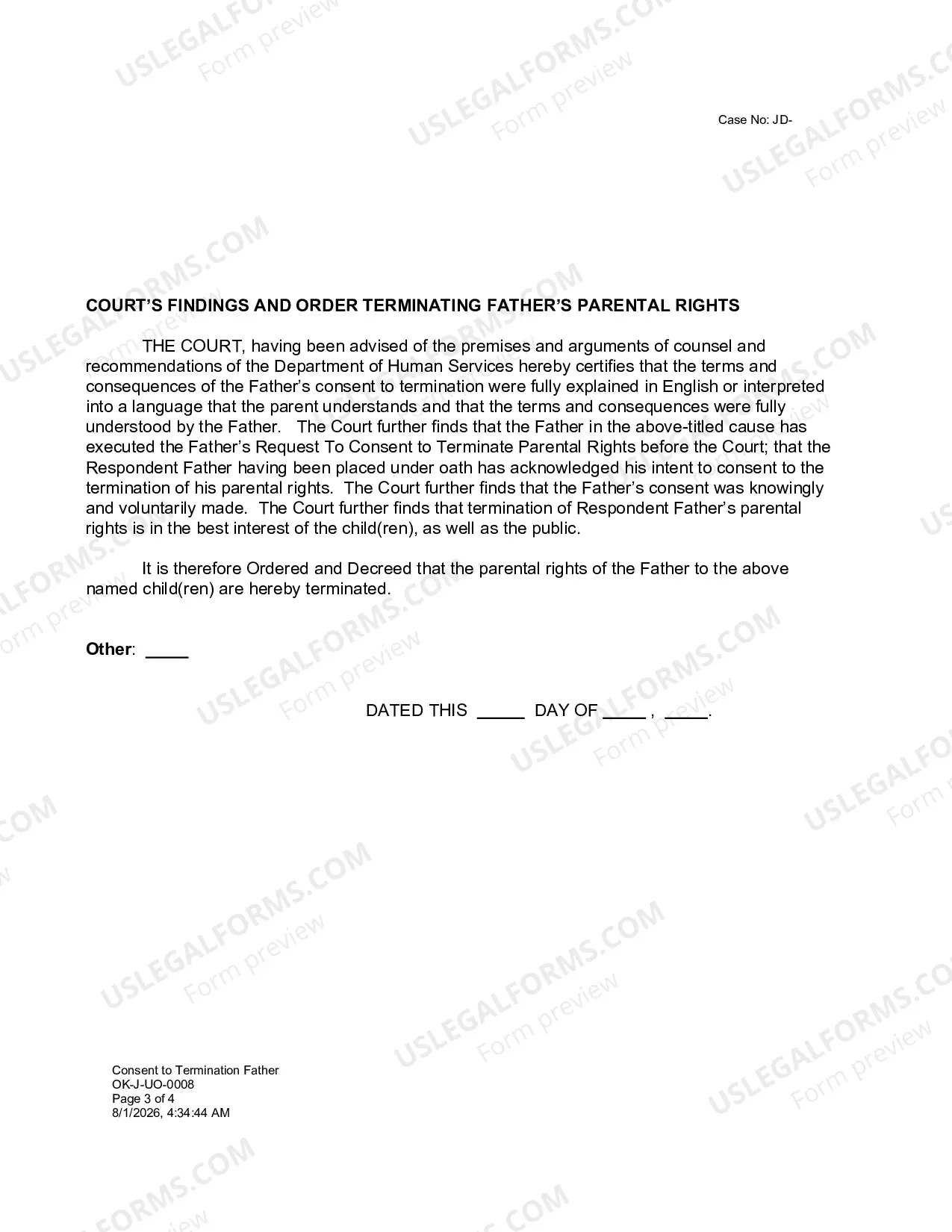 Preview Consent to Termination Father