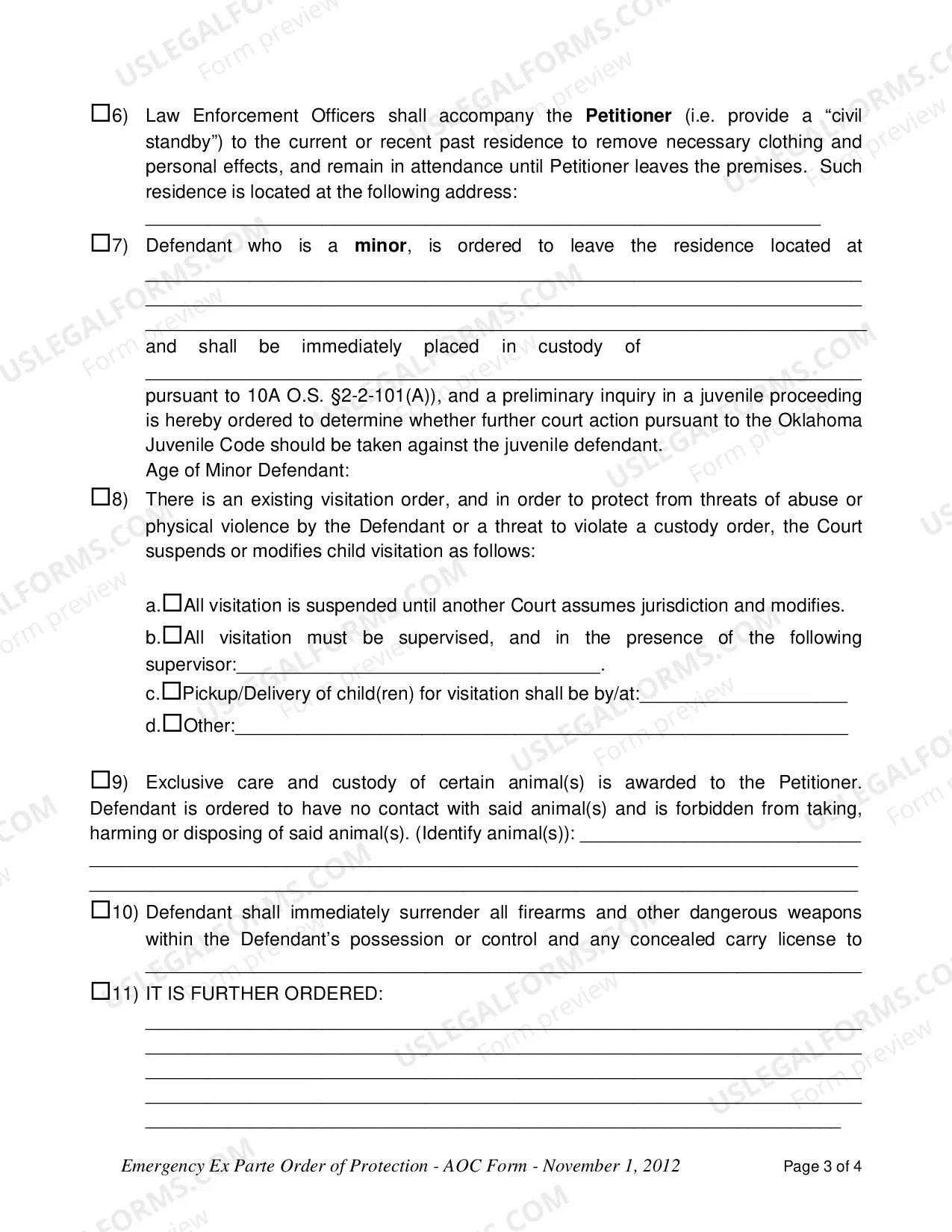 Preview Emergency Order of Protection