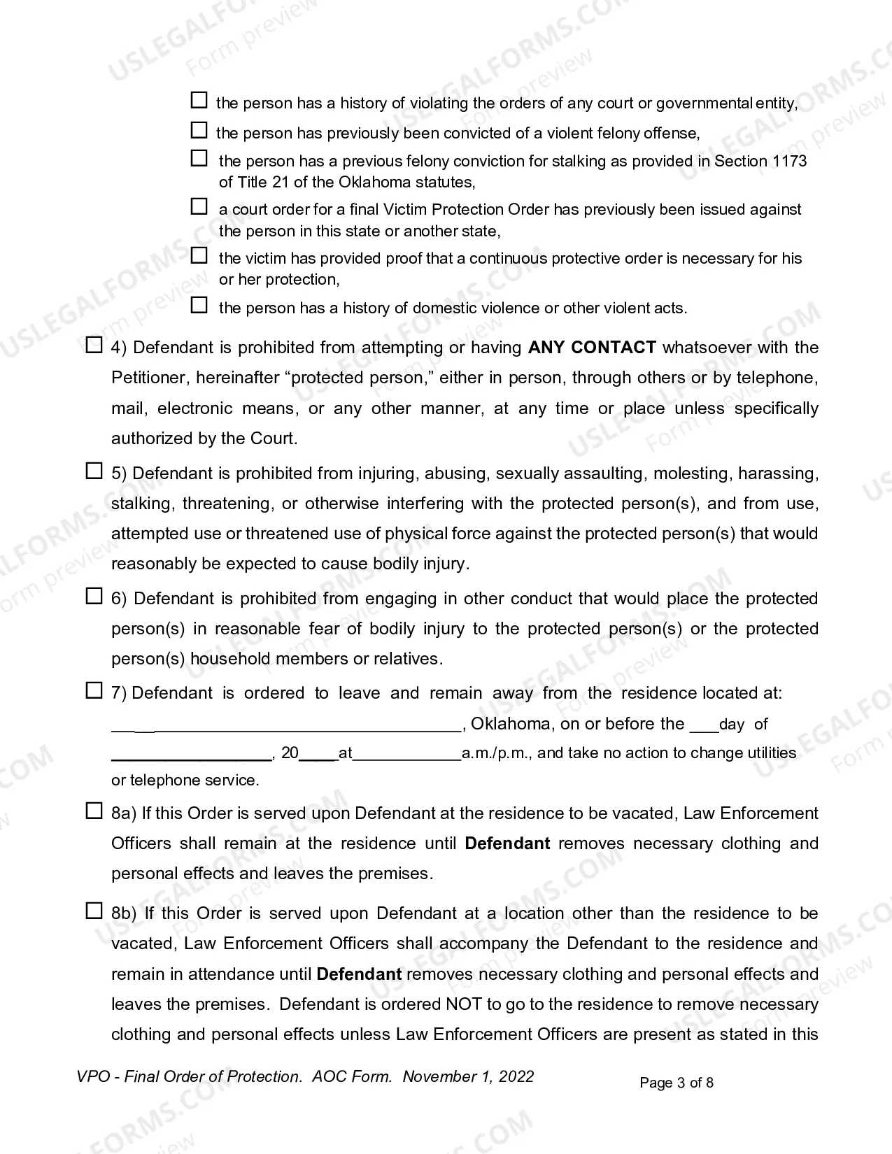 Preview Final Order of Protection