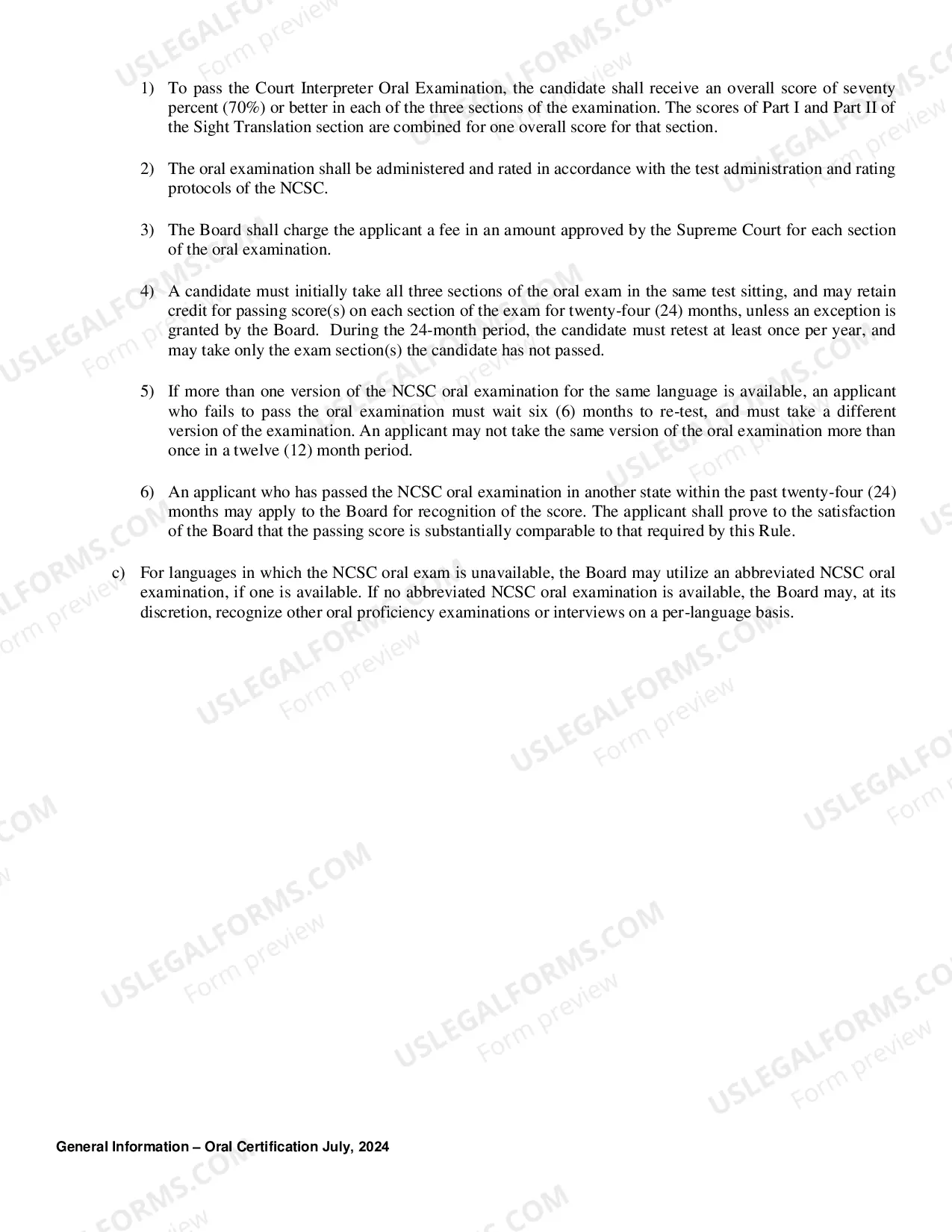 Preview General Information Regarding Oral Examination for Certified Courtroom Interpreters