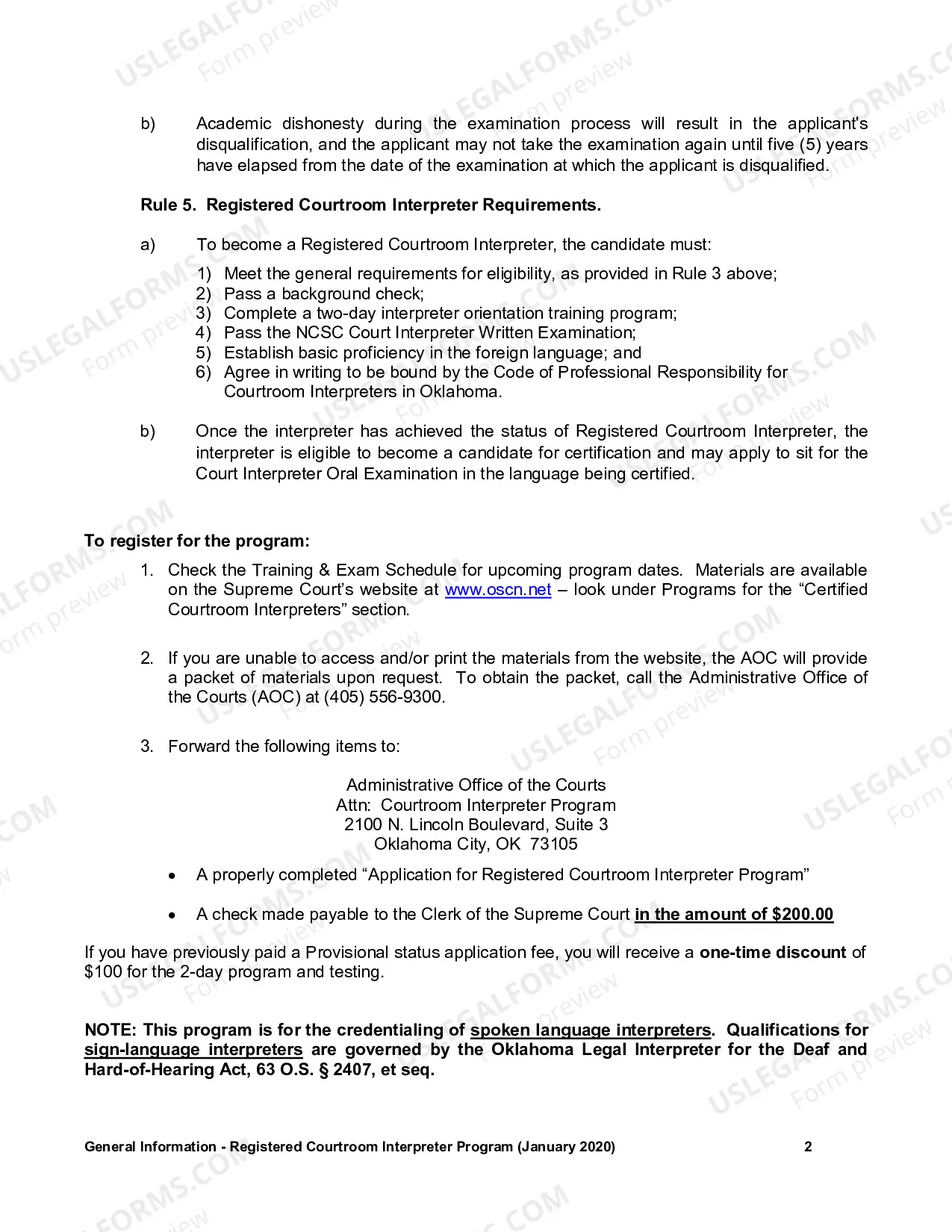 Preview General Information Regarding the Registered Courtroom Interpreter Program