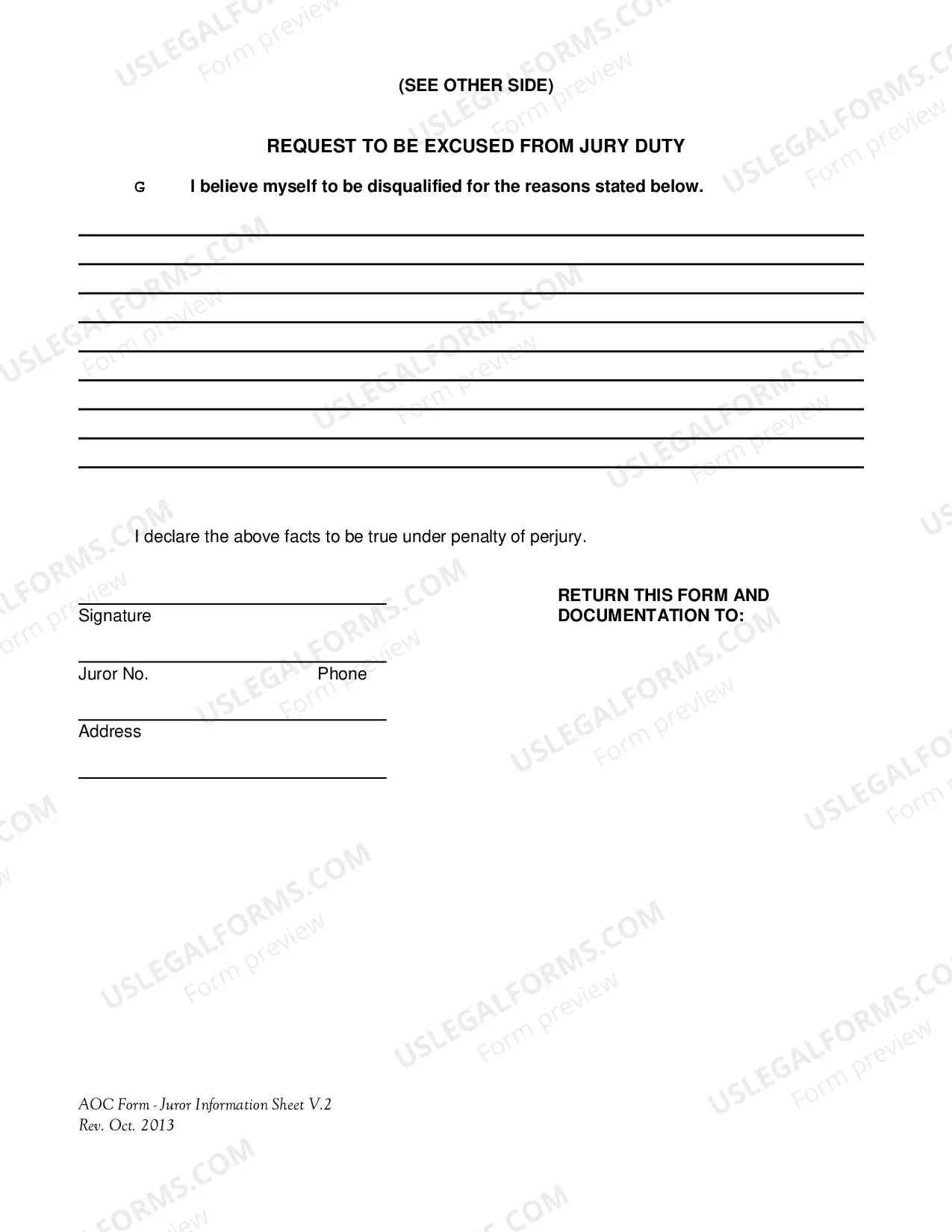 Preview Juror Information Form - EFFECTIVE Nov. 1, 2013