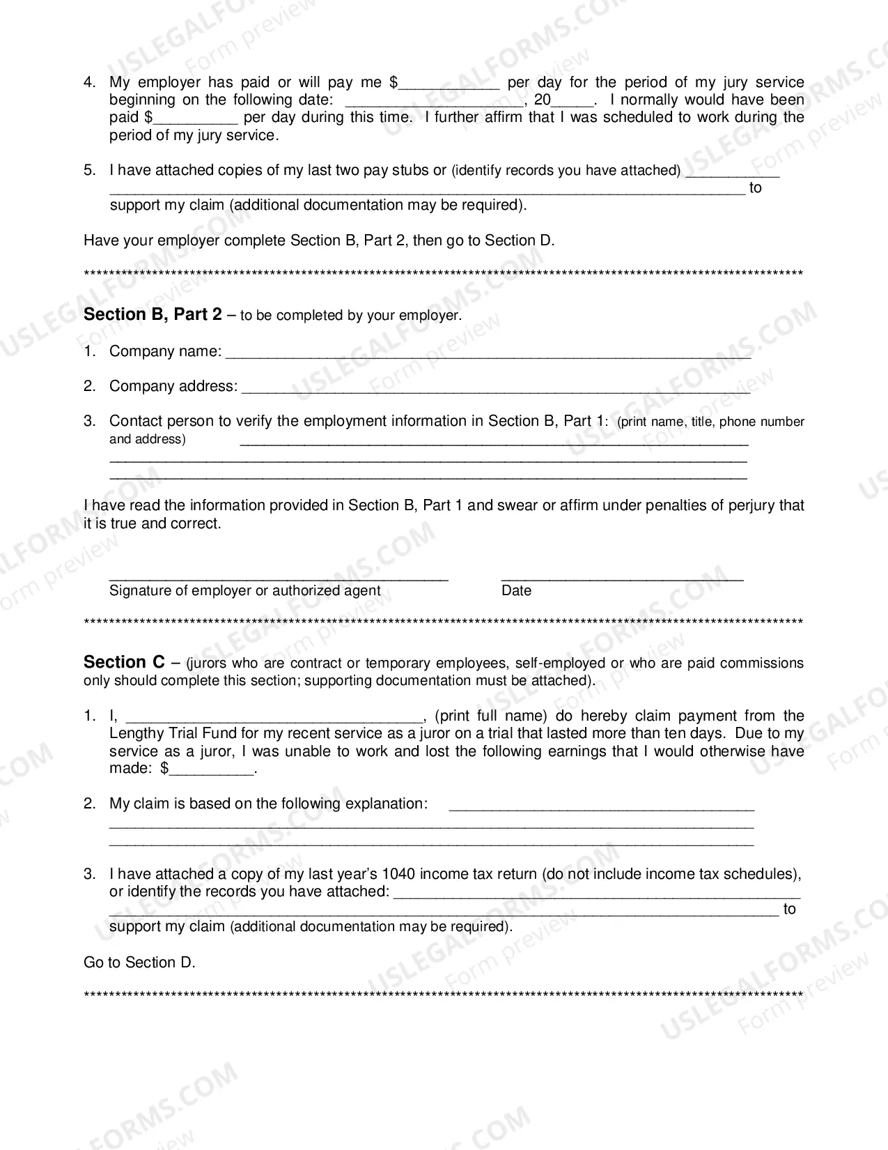 Preview Lengthy Trial Fund Juror Claim Form