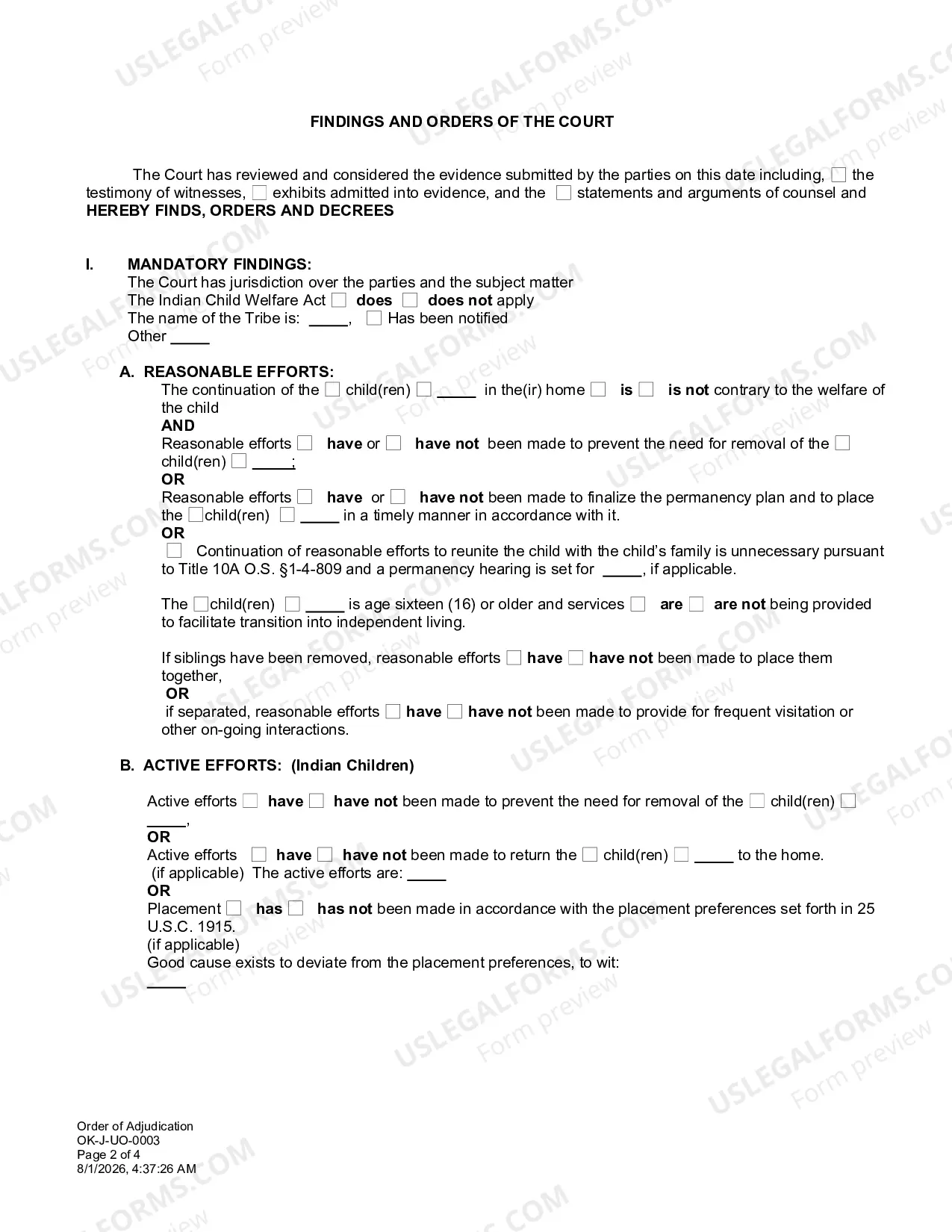Preview Order of Adjudication Committee Notes