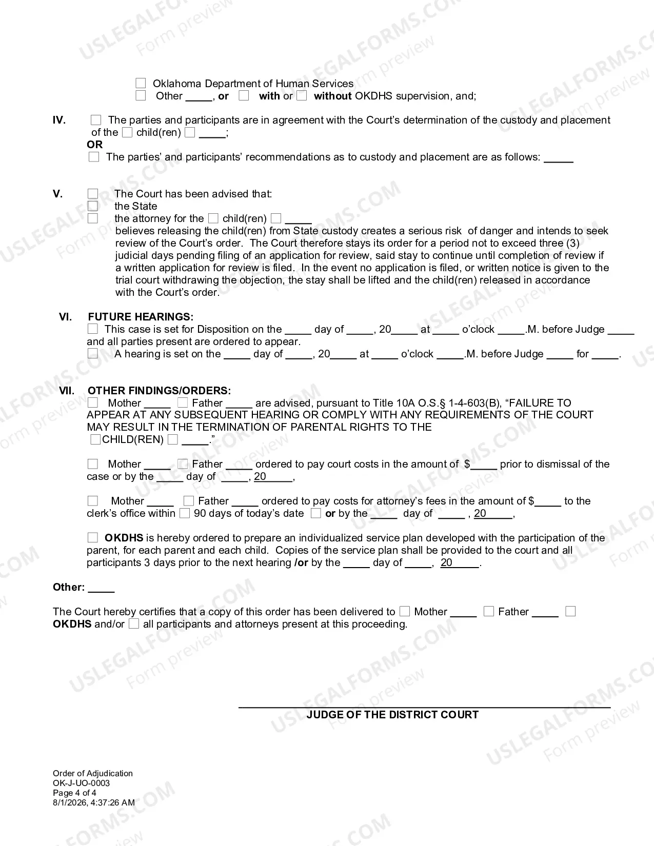 Preview Order of Adjudication Committee Notes