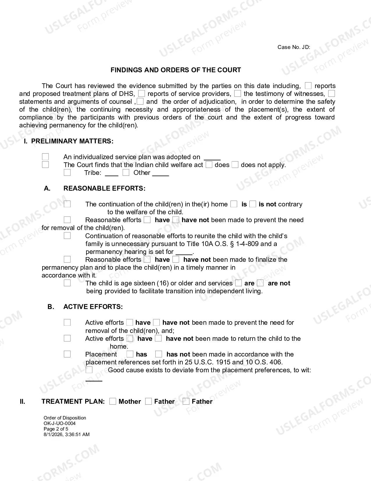 Preview Order of Disposition Committee Notes