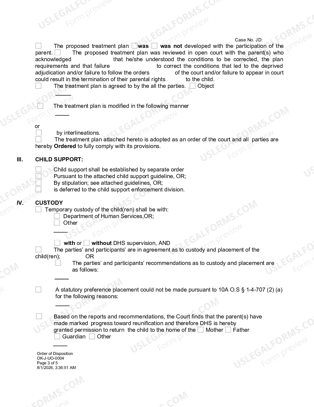 Preview Order of Disposition Committee Notes