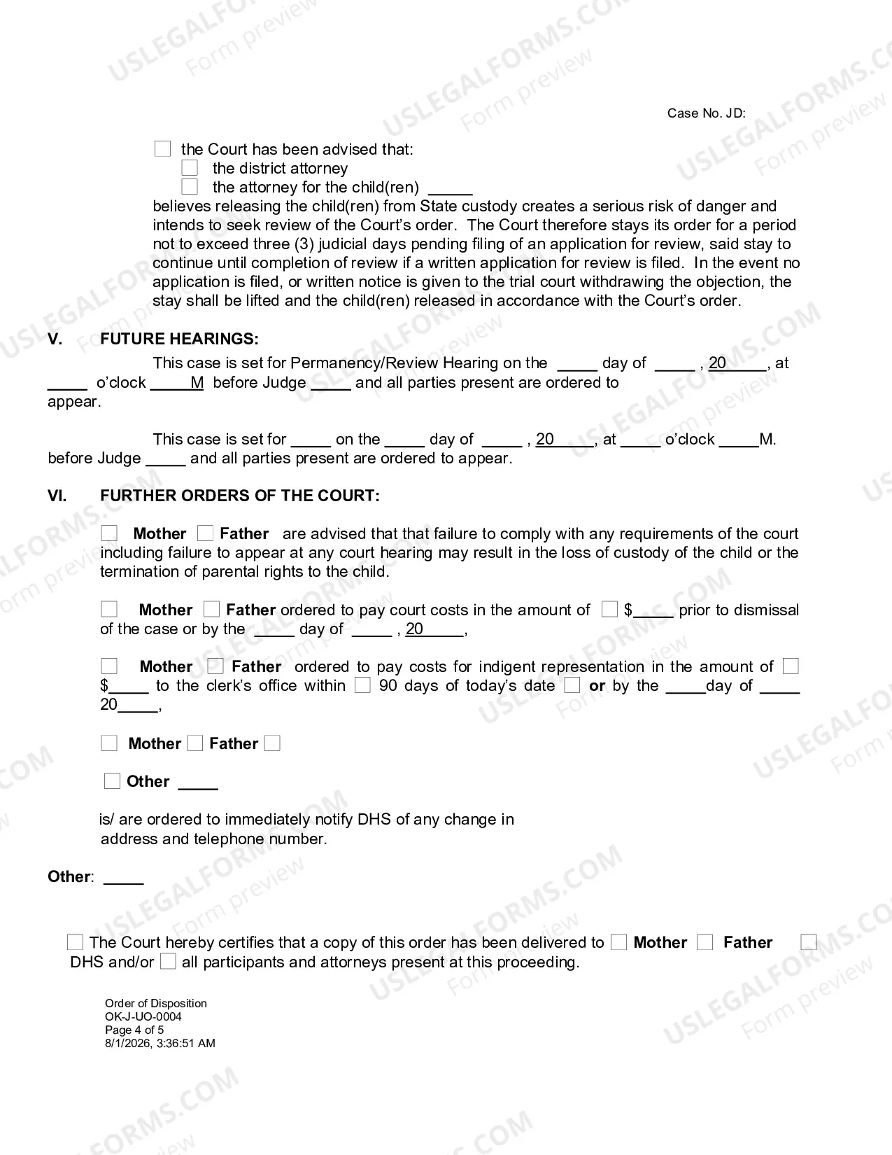 Preview Order of Disposition Committee Notes