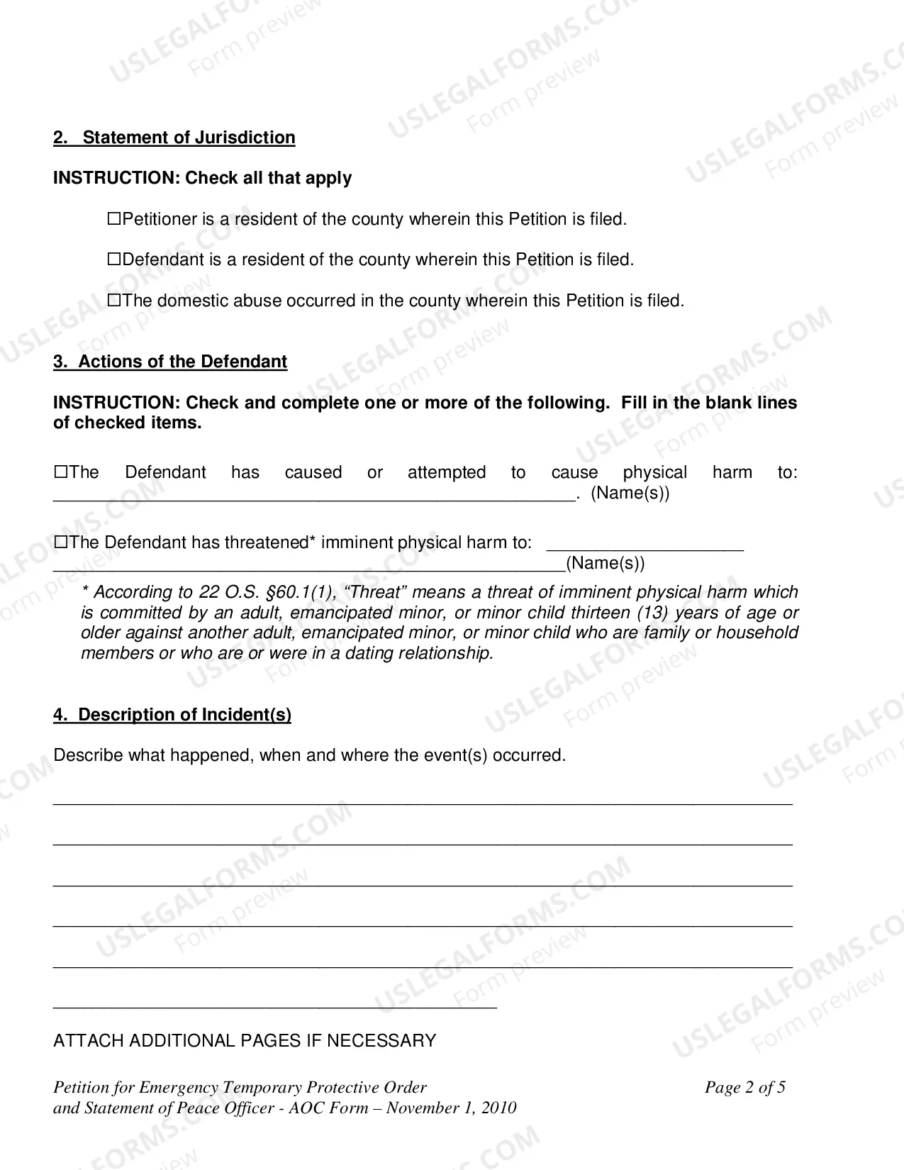 Preview Petition for Emergency Temporary Protective Order