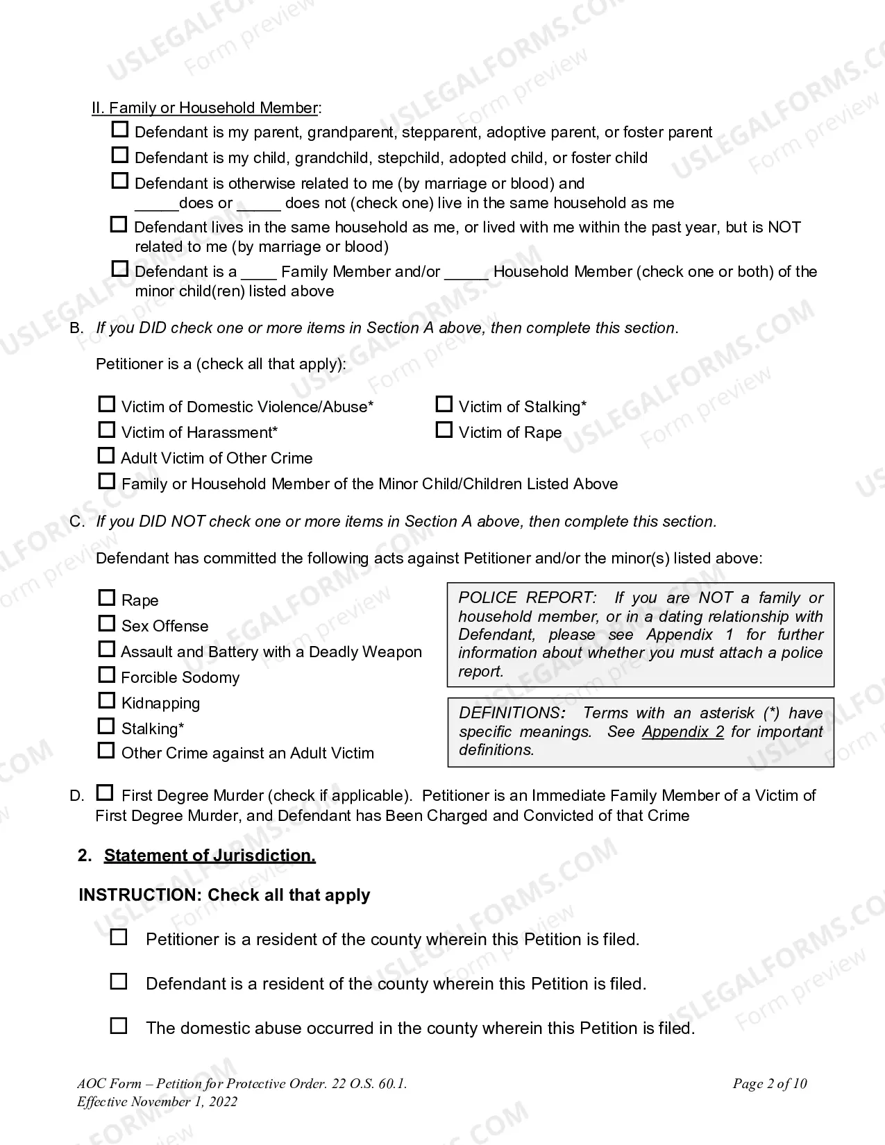 Preview Petition for Protective Order