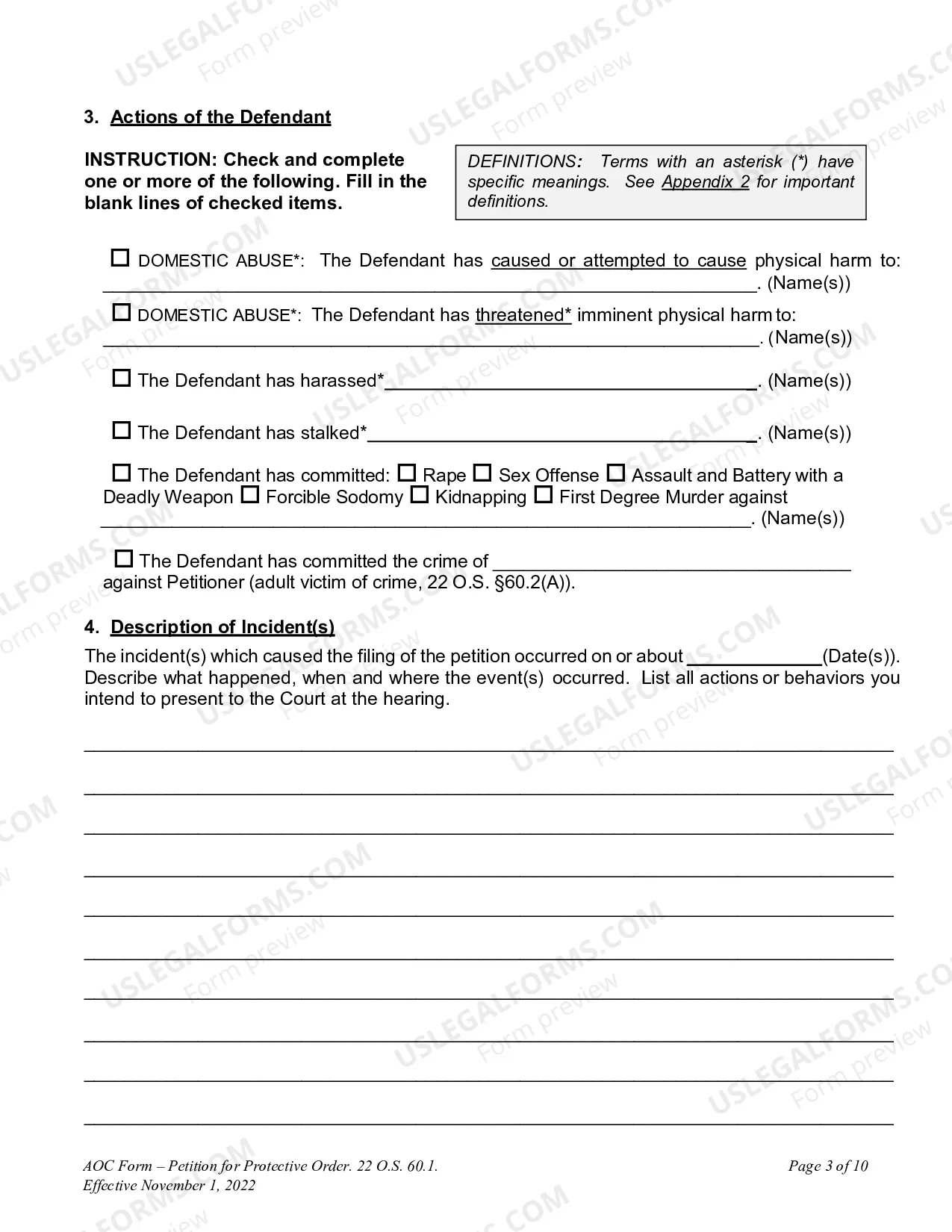 Preview Petition for Protective Order