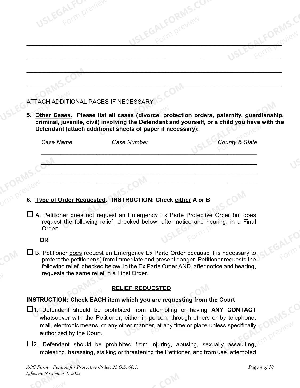 Preview Petition for Protective Order