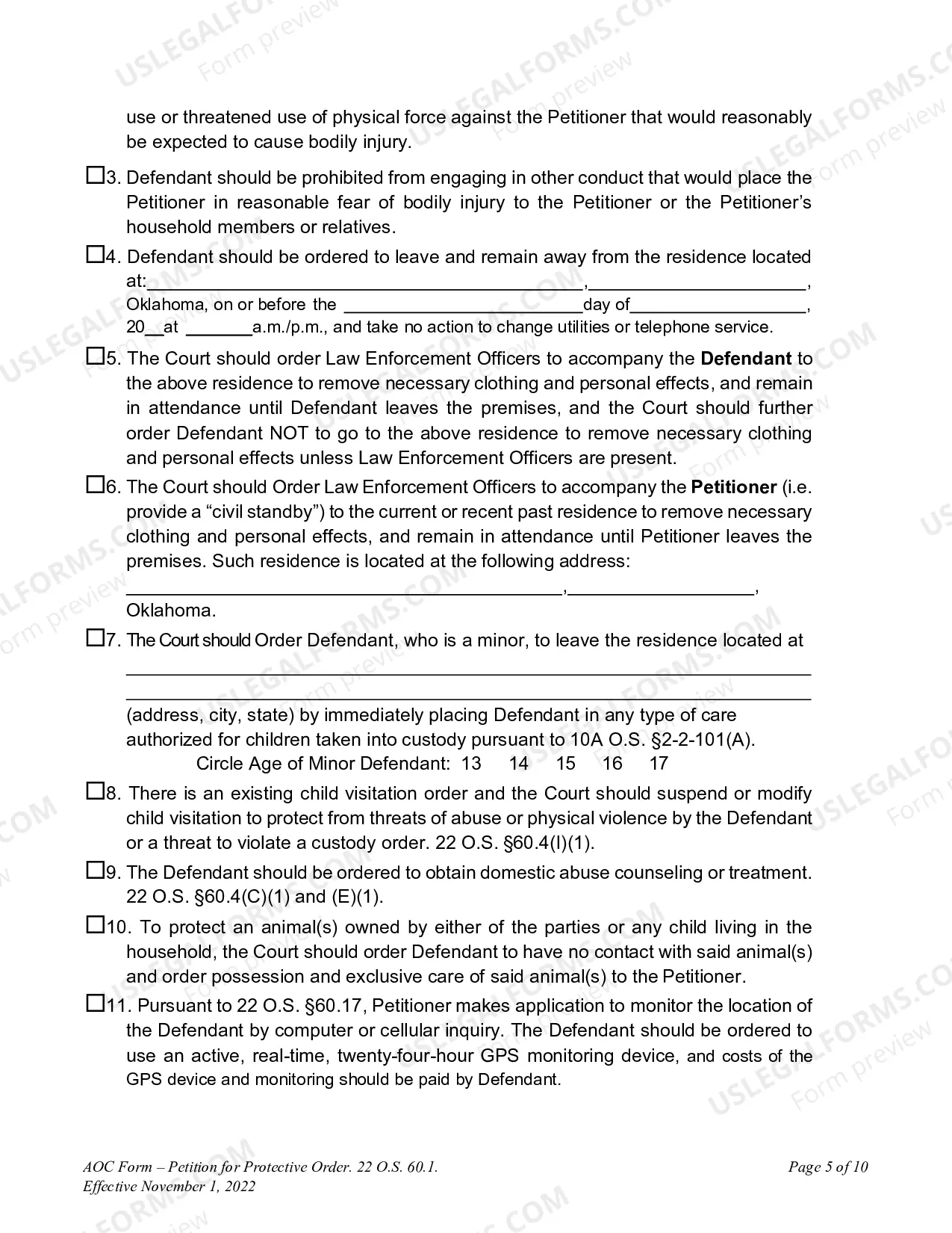 Preview Petition for Protective Order