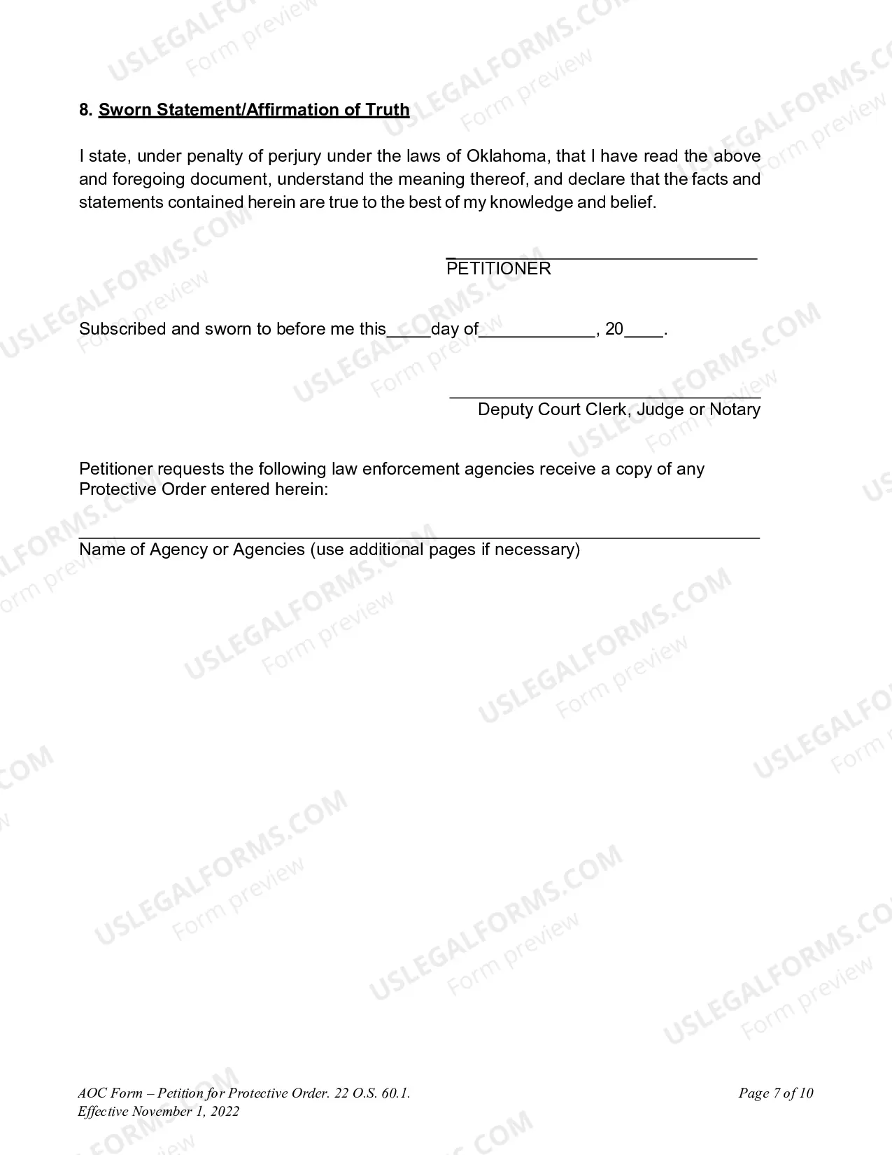 Preview Petition for Protective Order