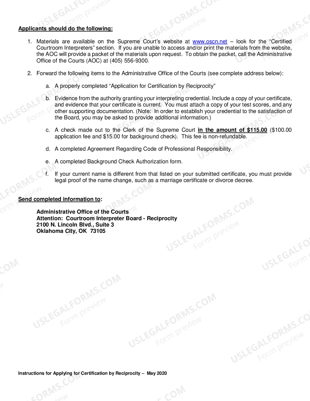Preview Reciprocity Instructions