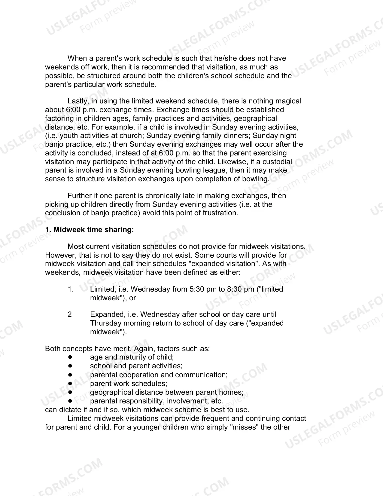 Preview Standard Visitation Schedule and Advisory Guidelines