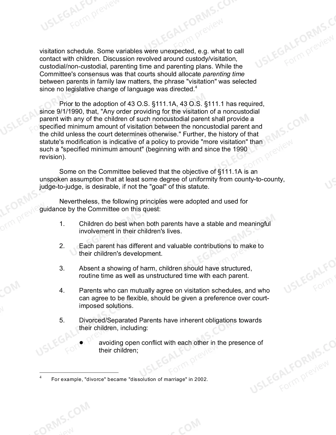 Preview Standard Visitation Schedule and Advisory Guidelines