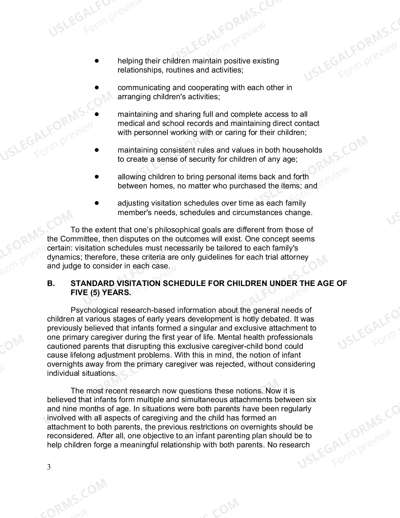 Preview Standard Visitation Schedule and Advisory Guidelines