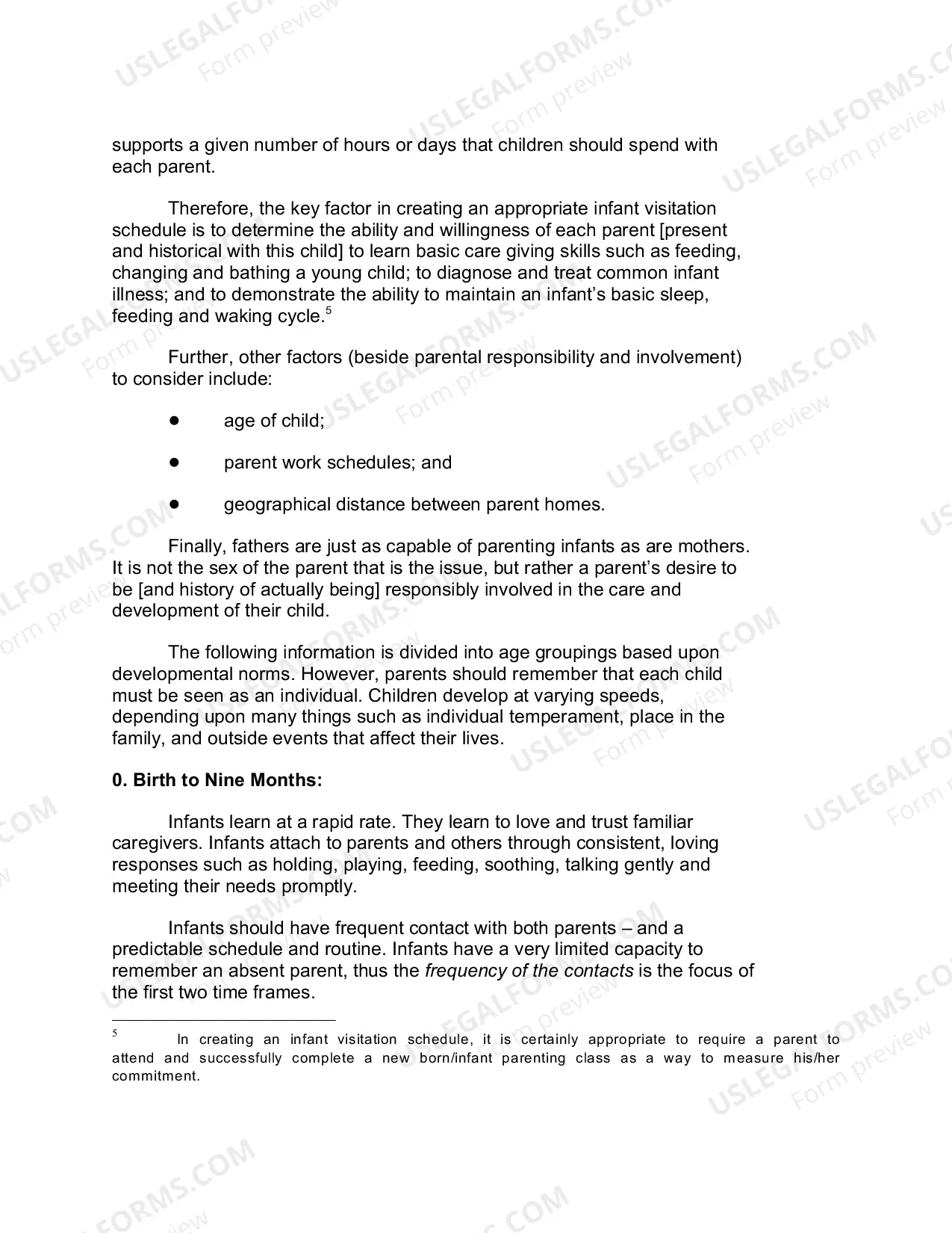 Preview Standard Visitation Schedule and Advisory Guidelines
