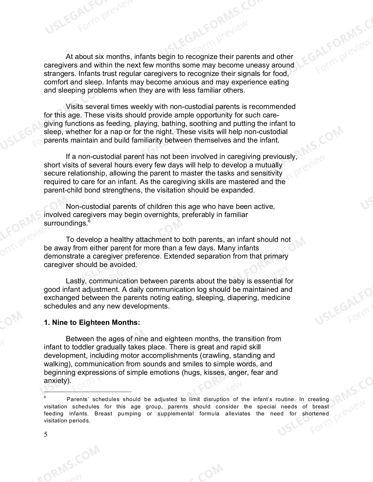 Preview Standard Visitation Schedule and Advisory Guidelines