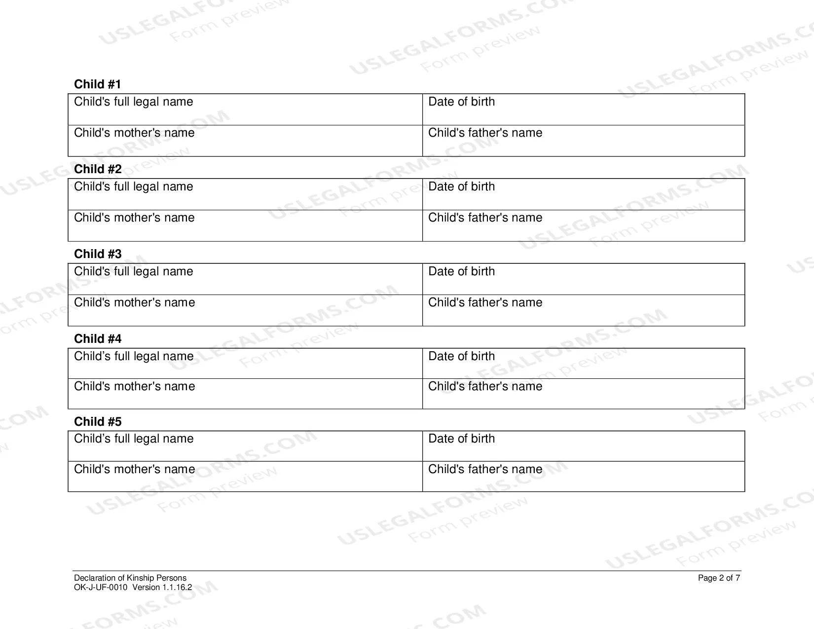 Preview Declaration of Kinship Persons