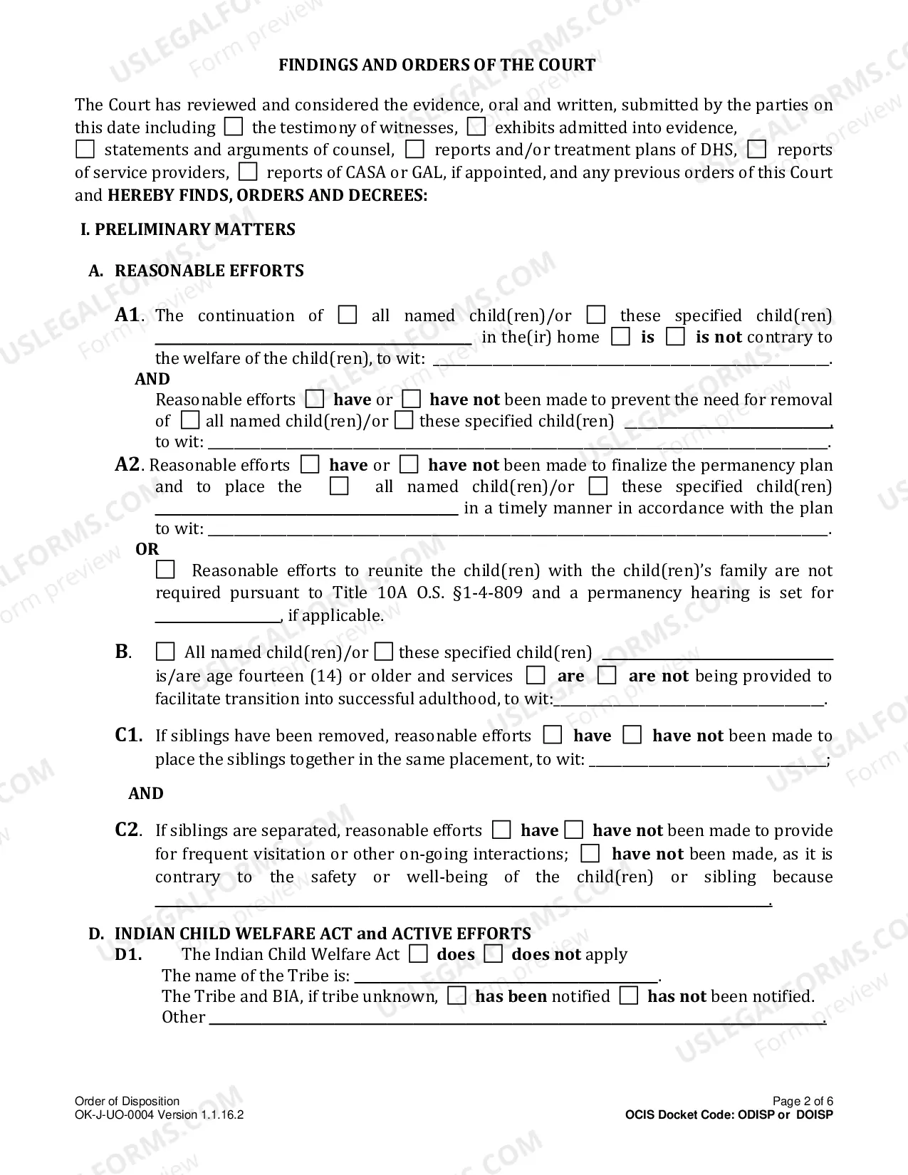 Preview Disposition Order