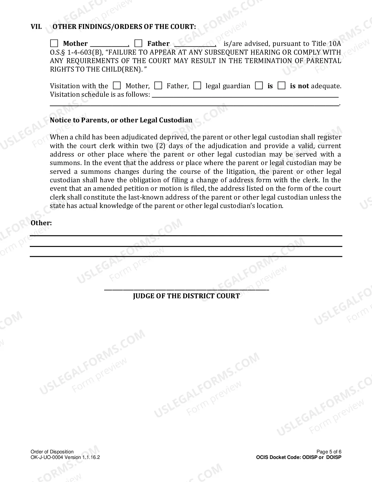 Preview Disposition Order