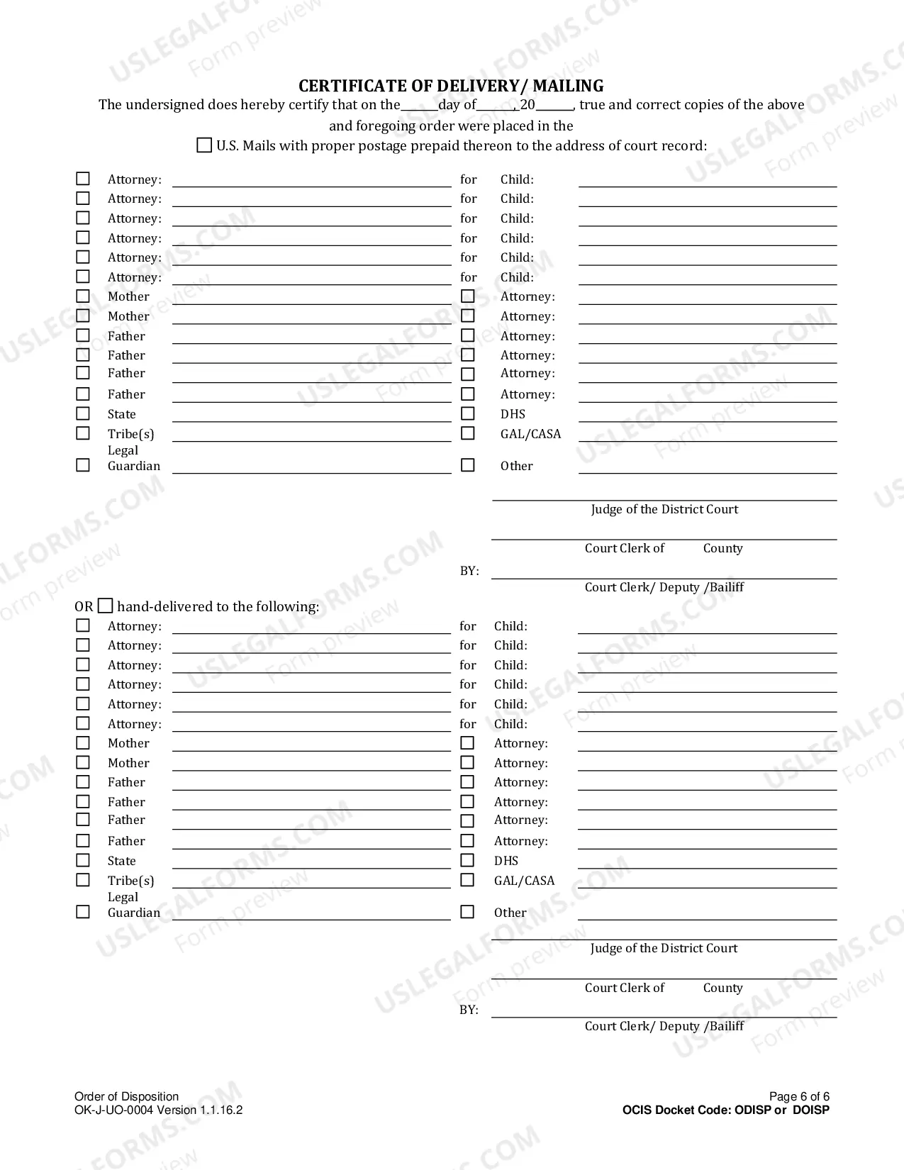 Preview Disposition Order