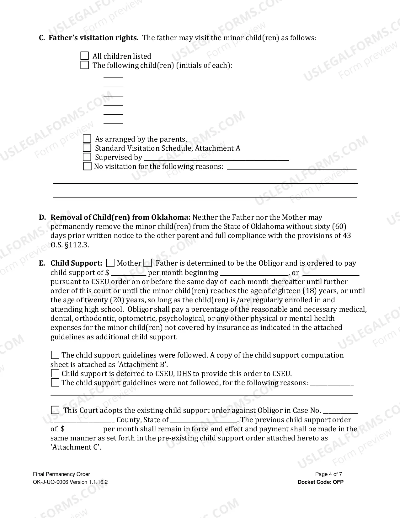Preview Final Permanency Order (Exit Order)