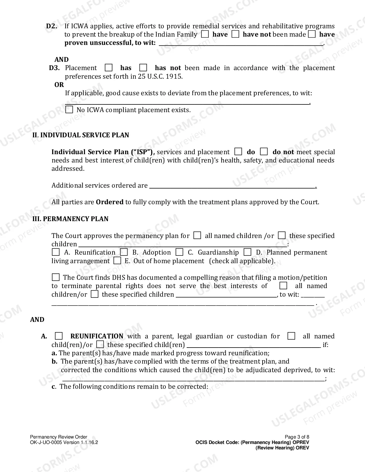 Preview Permanency-Review Order