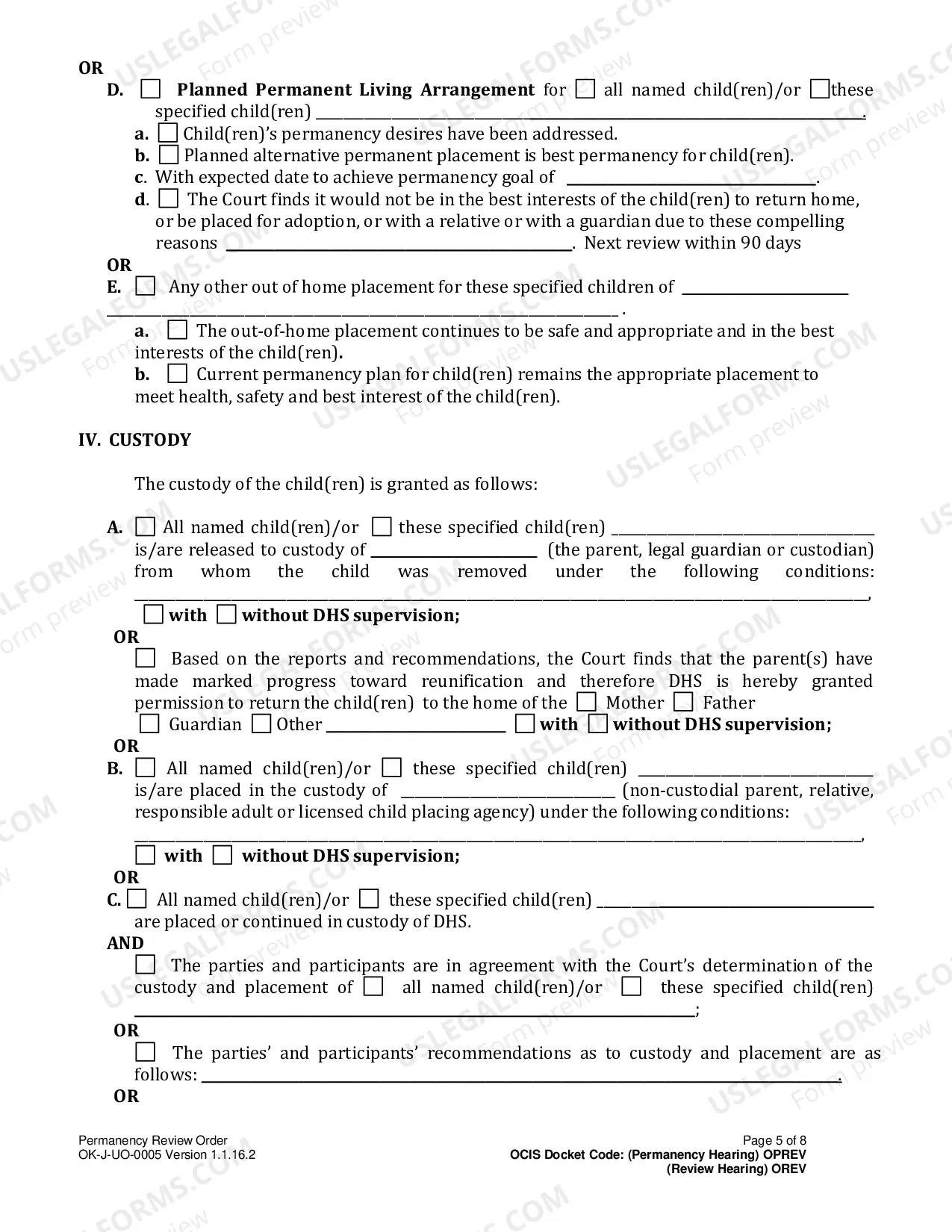 Preview Permanency-Review Order