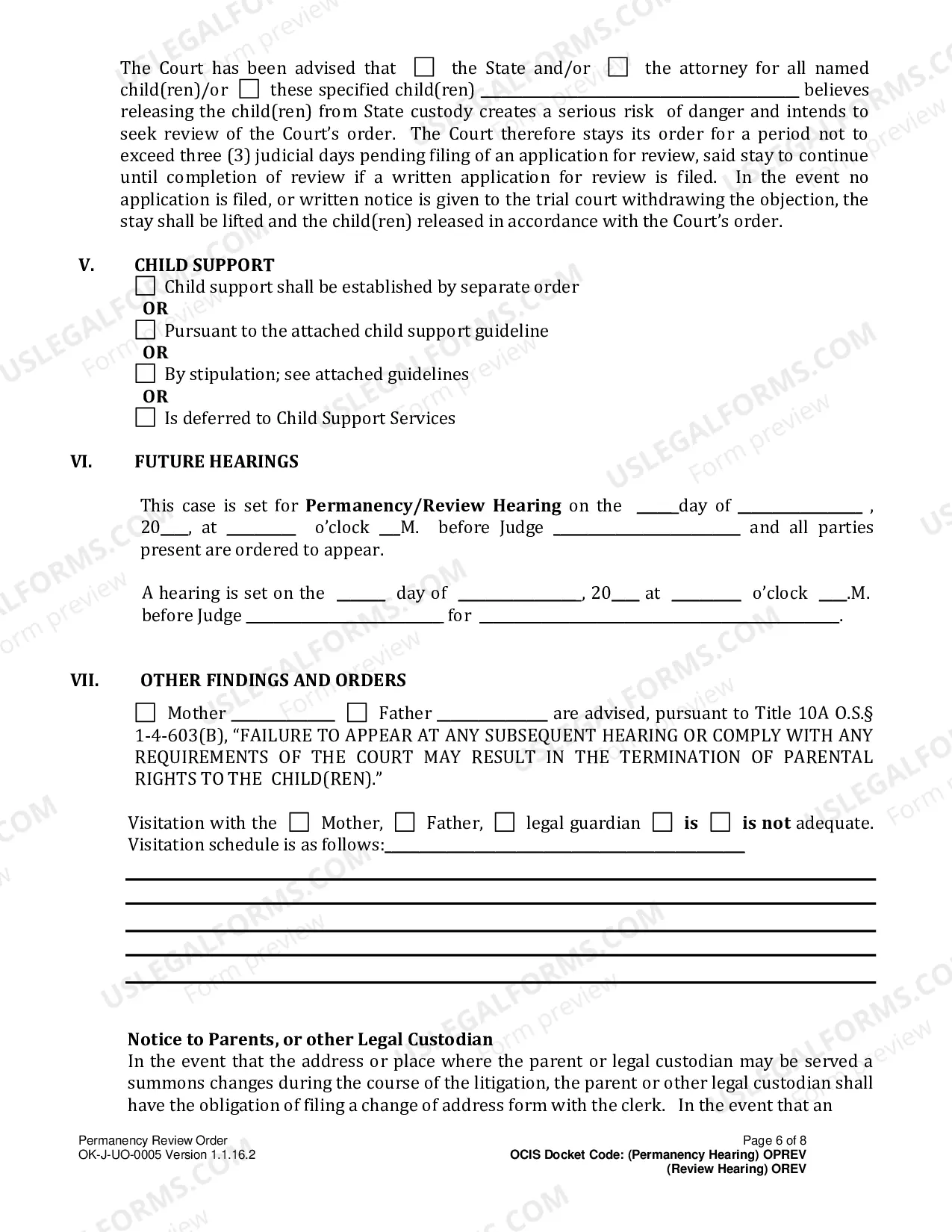 Preview Permanency-Review Order