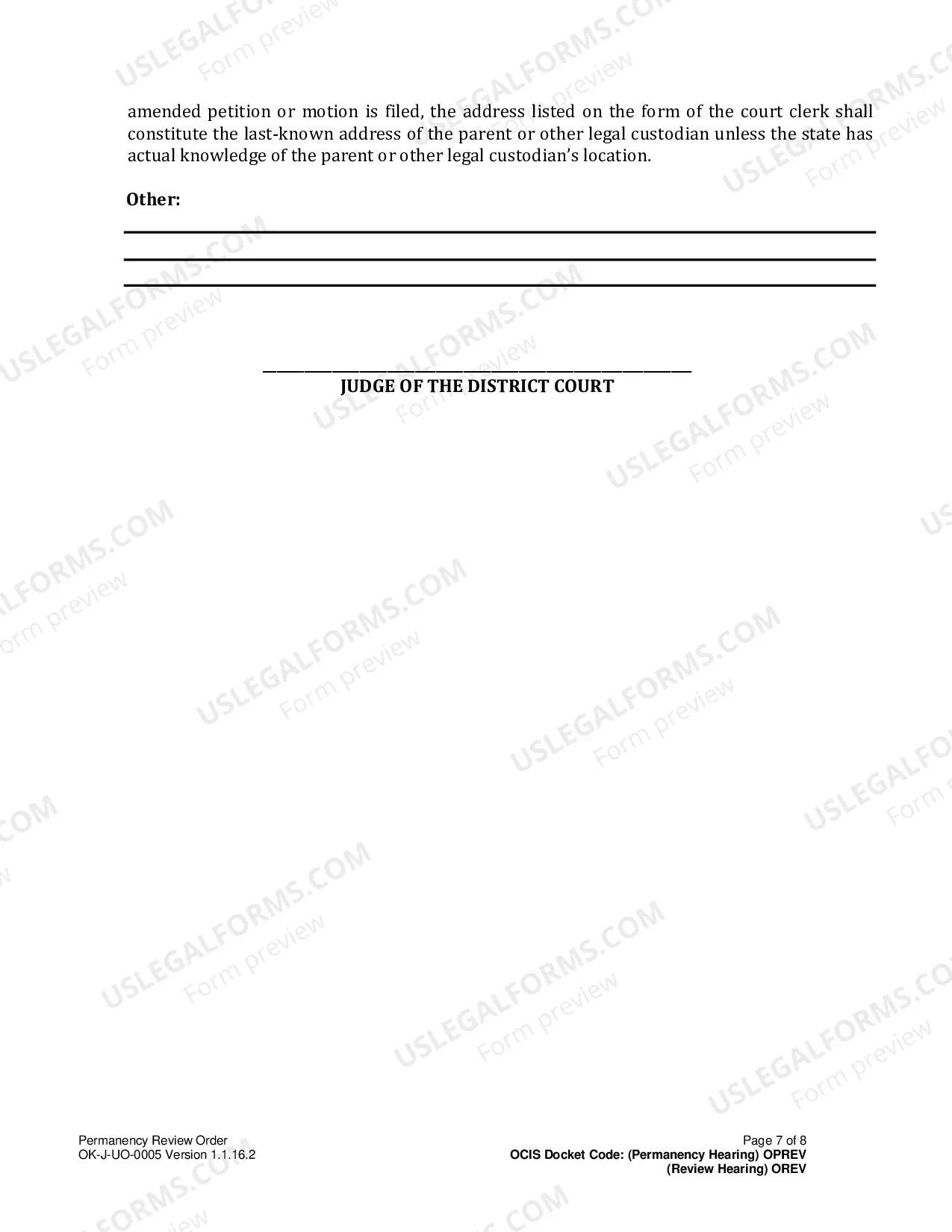 Preview Permanency-Review Order