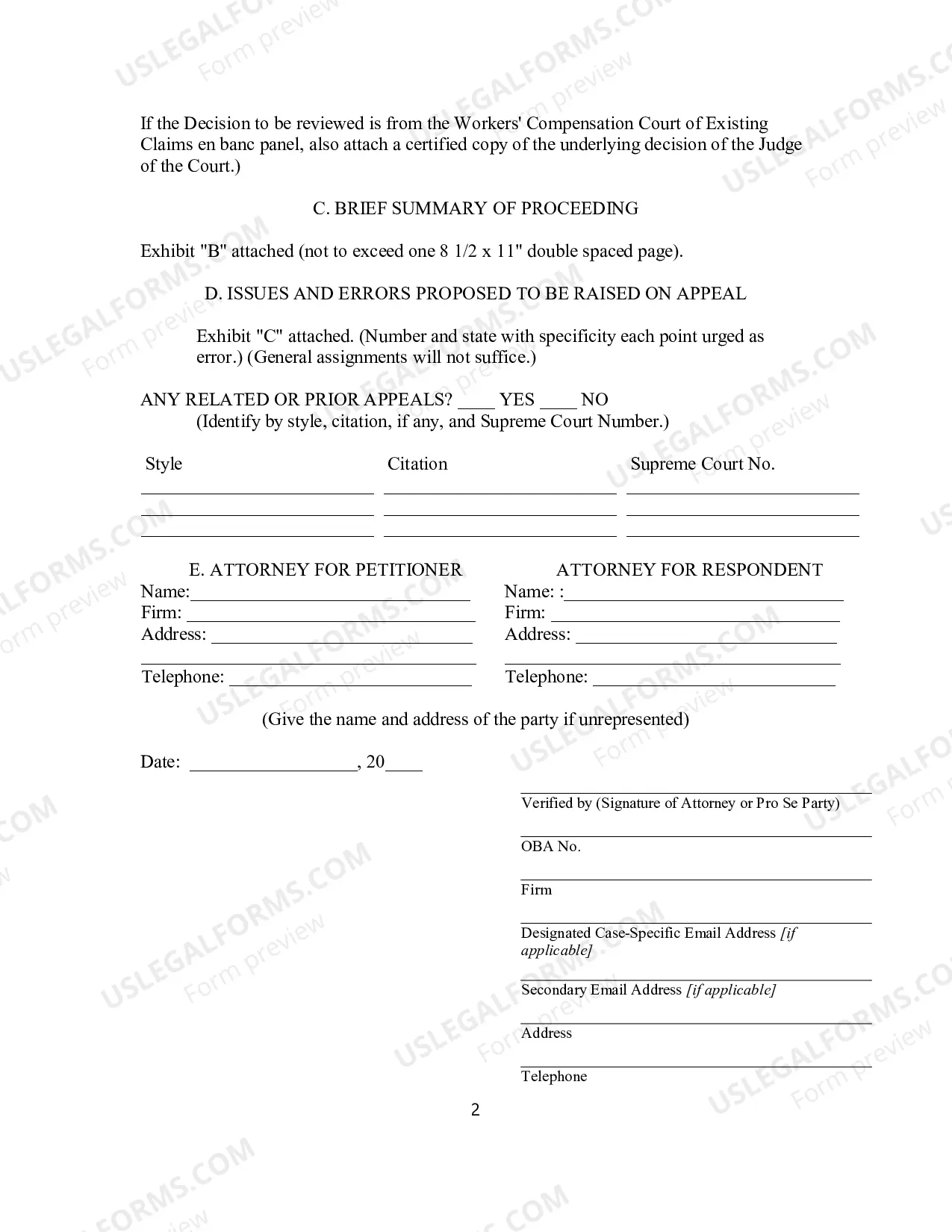 Preview Petition for Review, Workers' Compensation Court.