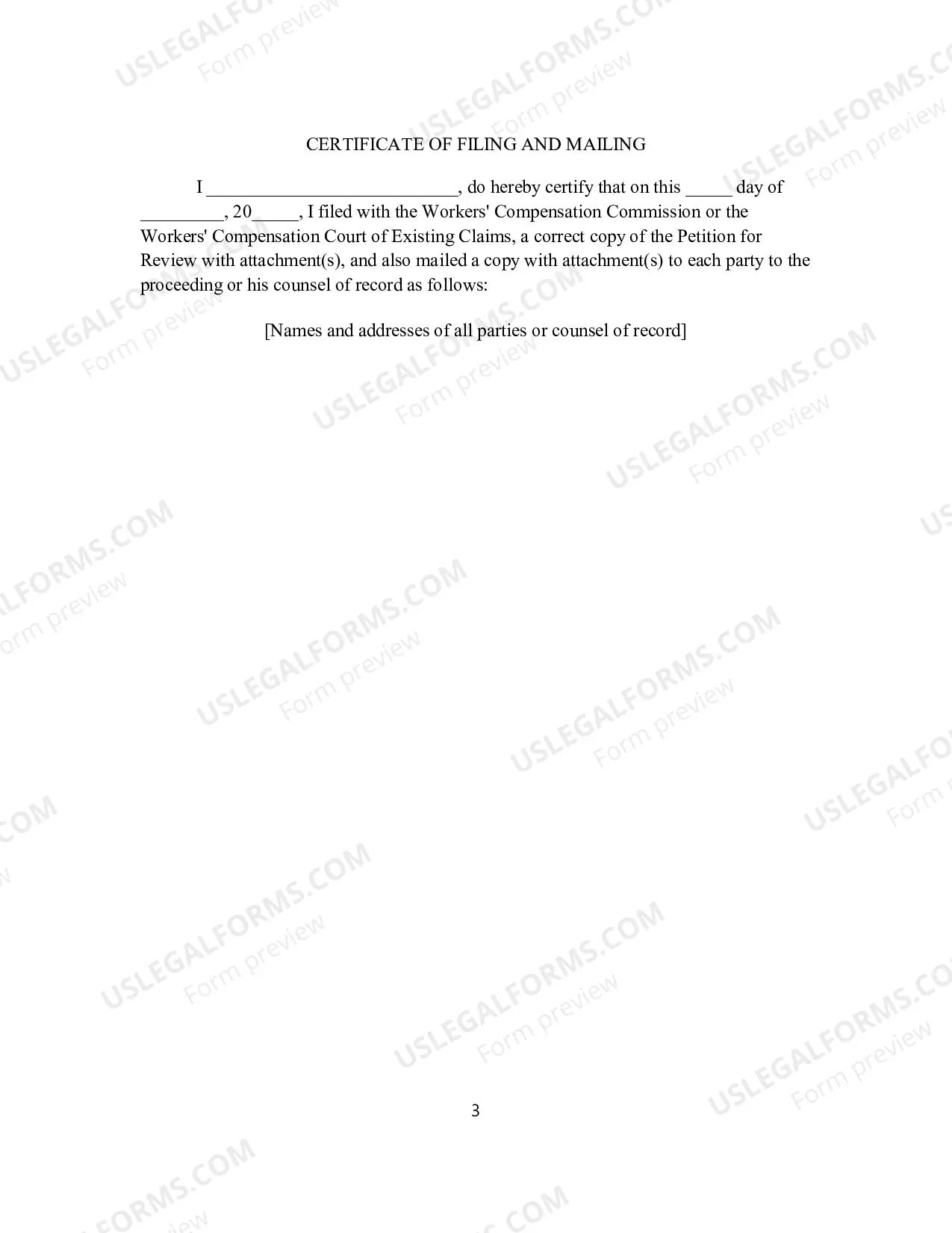 Preview Petition for Review, Workers' Compensation Court.