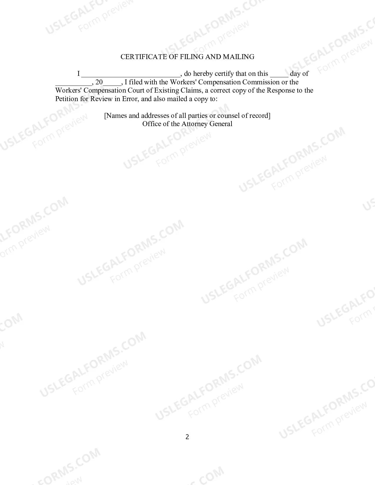 Preview Response to Petition for Review, Workers' Compensation Court.