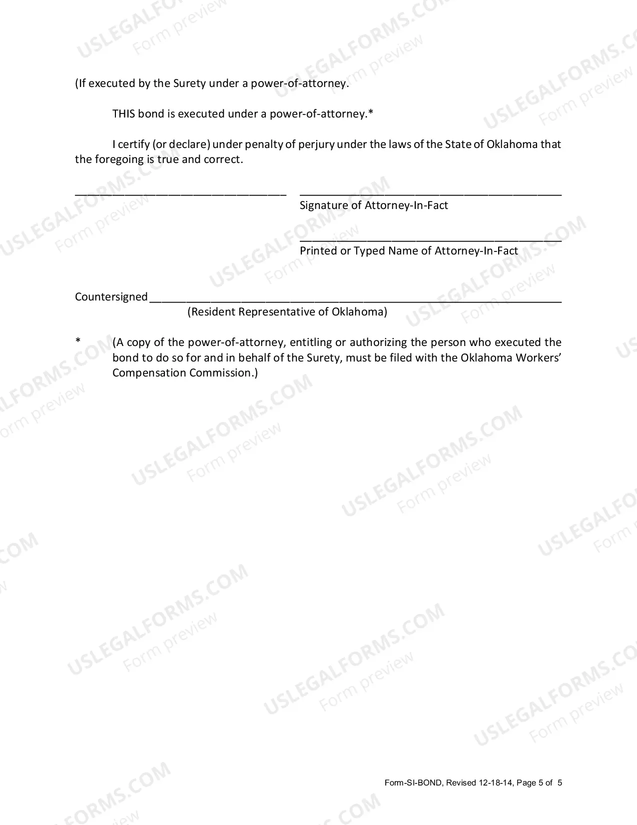 Preview Surety Bond - Sample Form