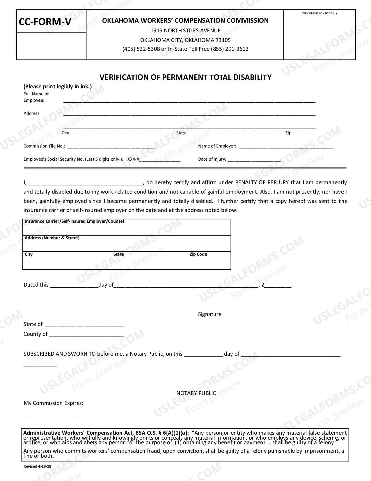 Preview Verification of Permanent Total Disability